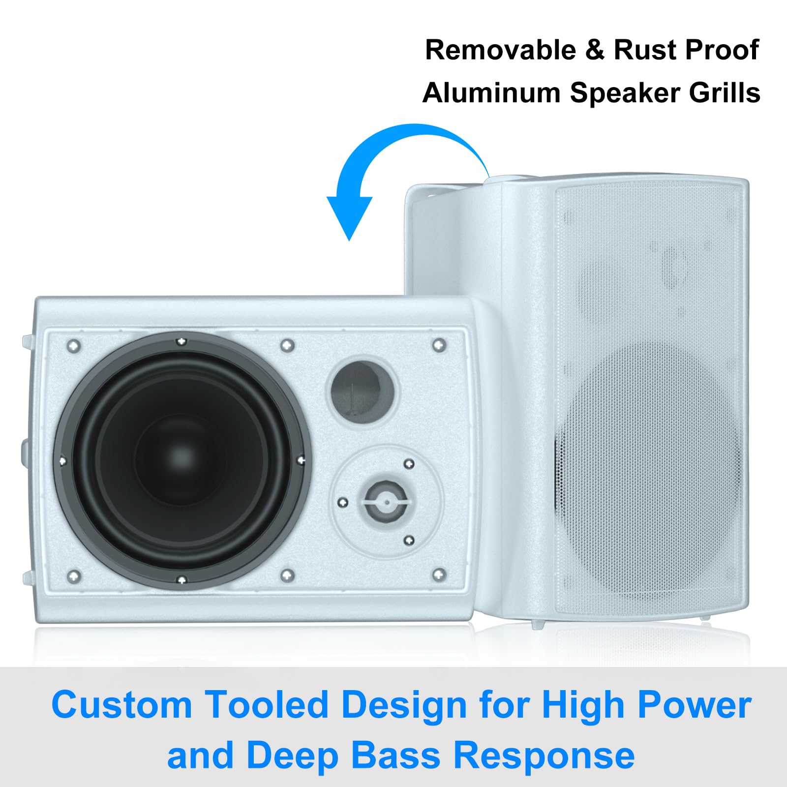 Studiofinix 800W 6.5 Inch Bluetooth Outdoor Speakers Waterproof Wired With Multifunctional Amplifier Wall Mount Weatherproof Lou