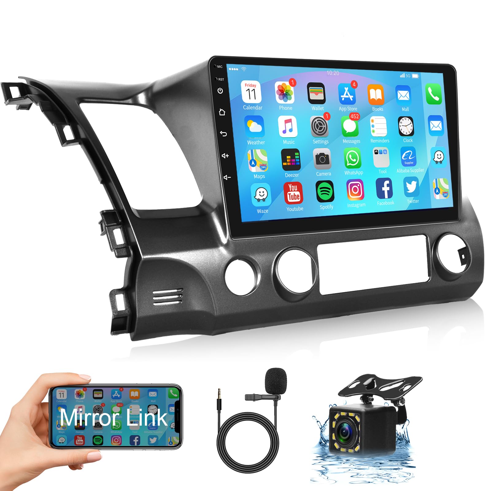 For Honda Civic 2006 2011 Android Car Stereo 10.1� Hd Capactive Touchscreen Car Audio Support Wifi Mirror Link Gps Navigation Radio Backup Camera Multimedia Player Headunit