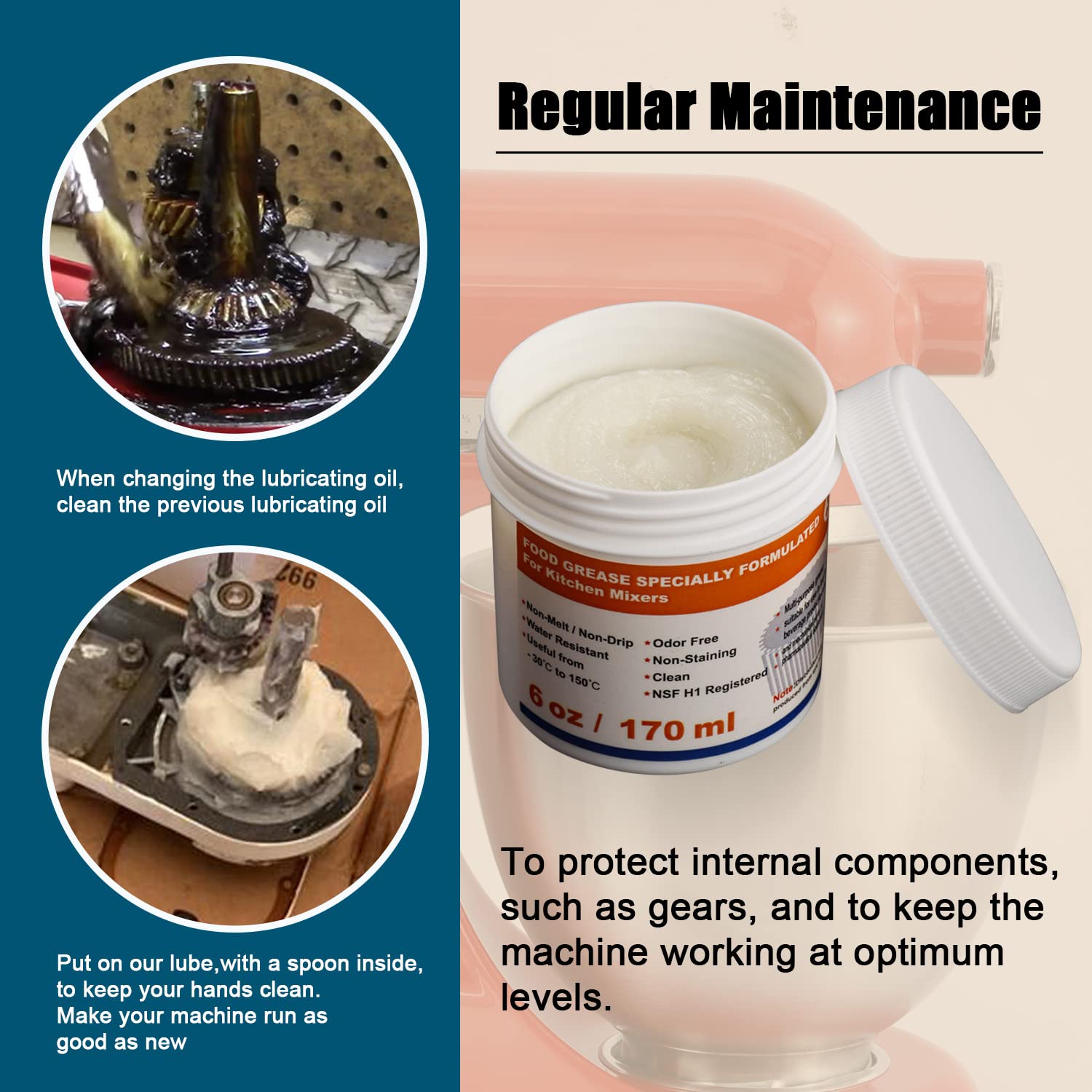 6 Oz Food Grade Grease For Kitchenaid Stand Mixer With 9709511 Wp4162324 4162324 Gasket And Spoon Easy To Use