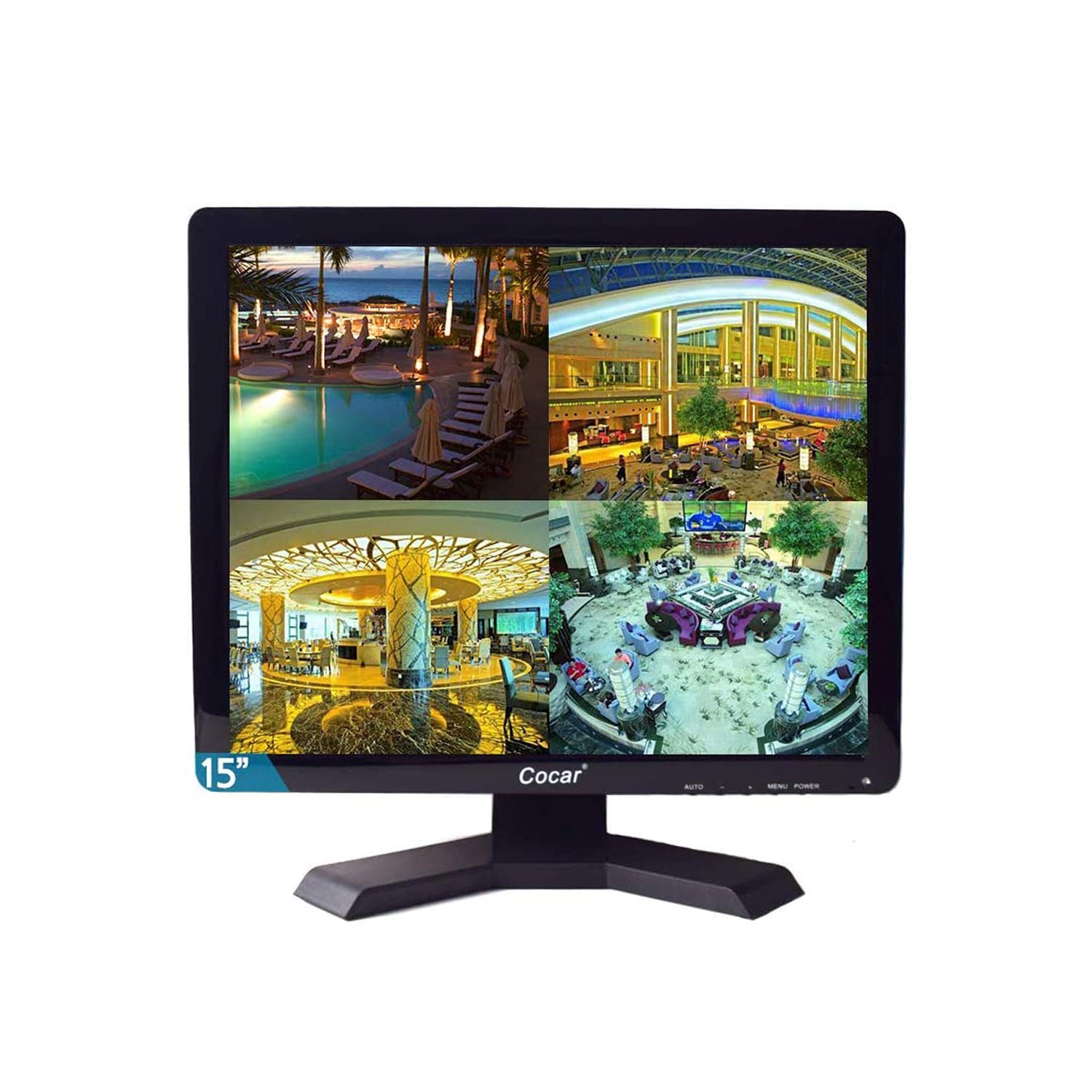 15' Cctv Bnc Monitor Vga Hdmi Av, 4:3 Hd Display Lcd Security Screen With Usb Drive Player For Surveillance Camera Stb Pc 1024X768 Resolution Built In Speaker Audio In/Out