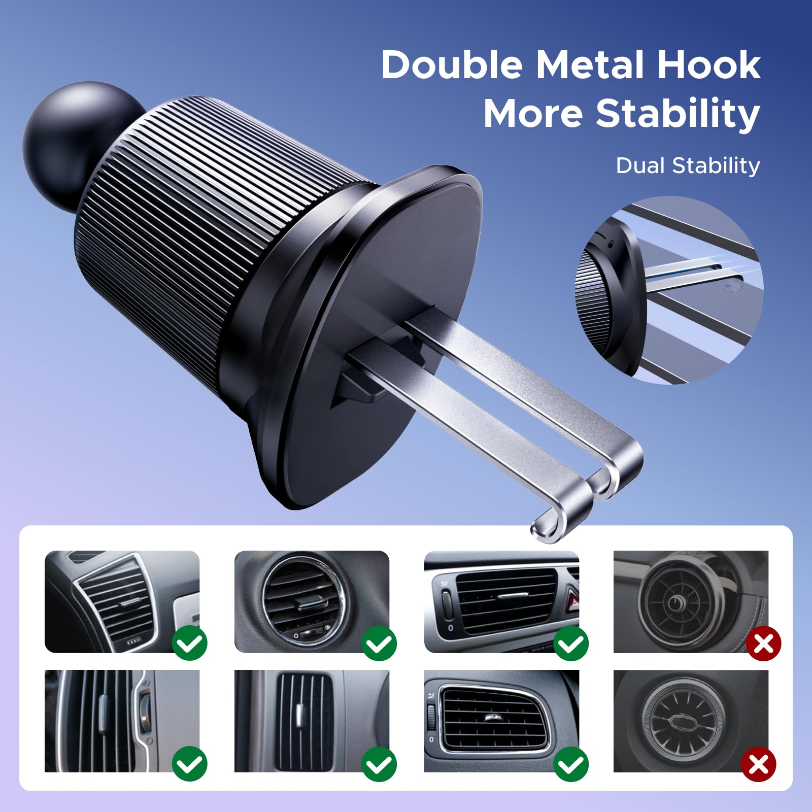 Ugreen Phone Mount For Magsafe Air Vent Car Mount Magnetic Never Block Phone Holder Strengthen Magnetic Power Compatible With Ip