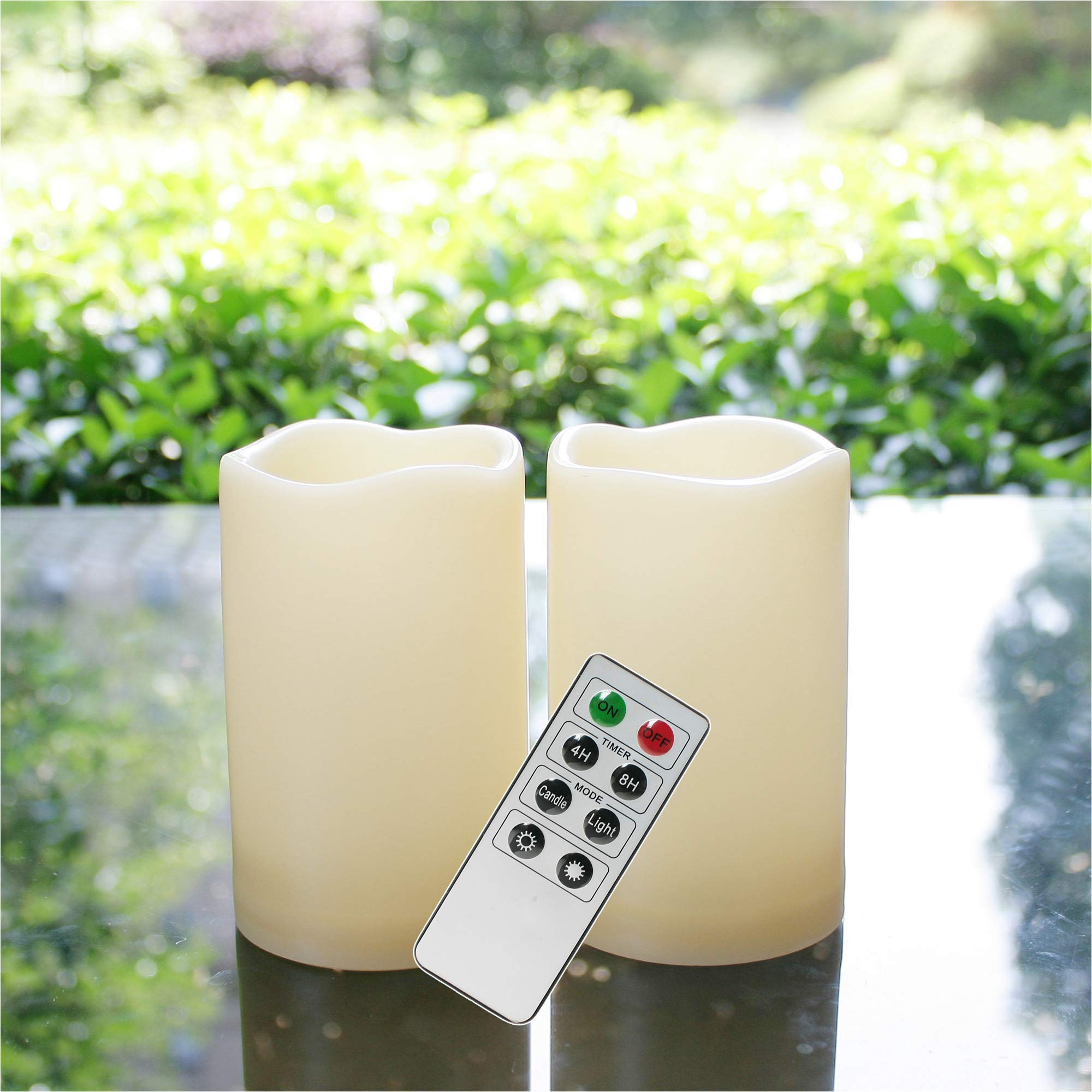 Waterproof Outdoor Flameless Led Candles   With Remote And Timer Realistic Flickering Battery Operated Electric Plastic Resin Pi