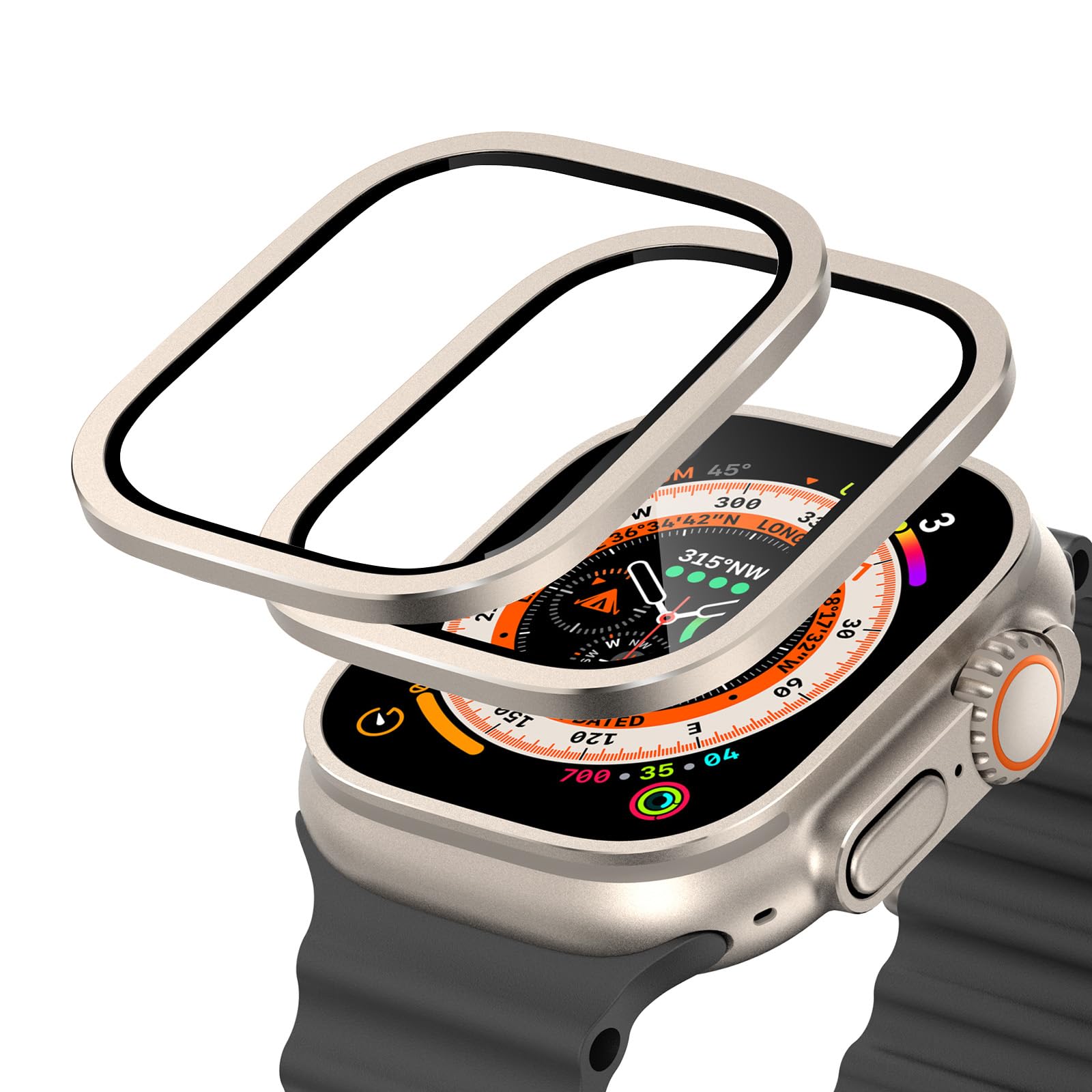 Jhtsole Tempered Glass Smartwatch Screen Protector Cover For Apple Watch Ultra Iwatch 49Mm Alloy Frame Case Touch Sensitive Prot