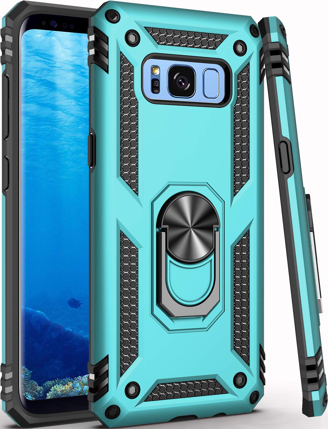 Lumarke For Galaxy S8 Case,Pass 16Ft. Drop Tested With Magnetic Ring Kickstand Compatible With Car Mount Holder,Military Grade P