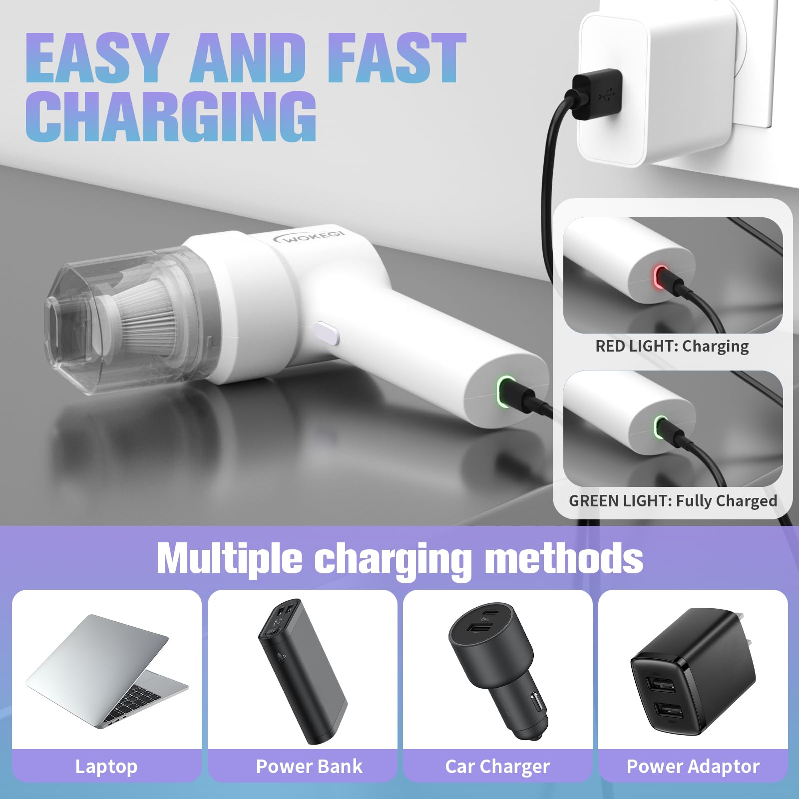 Handheld Mini Car Vacuum, 10000Pa Cordless Portable Vacuum With 2000Mah Battery, 3 In 1 Small Vacuum Cleaner & Air Duster With T