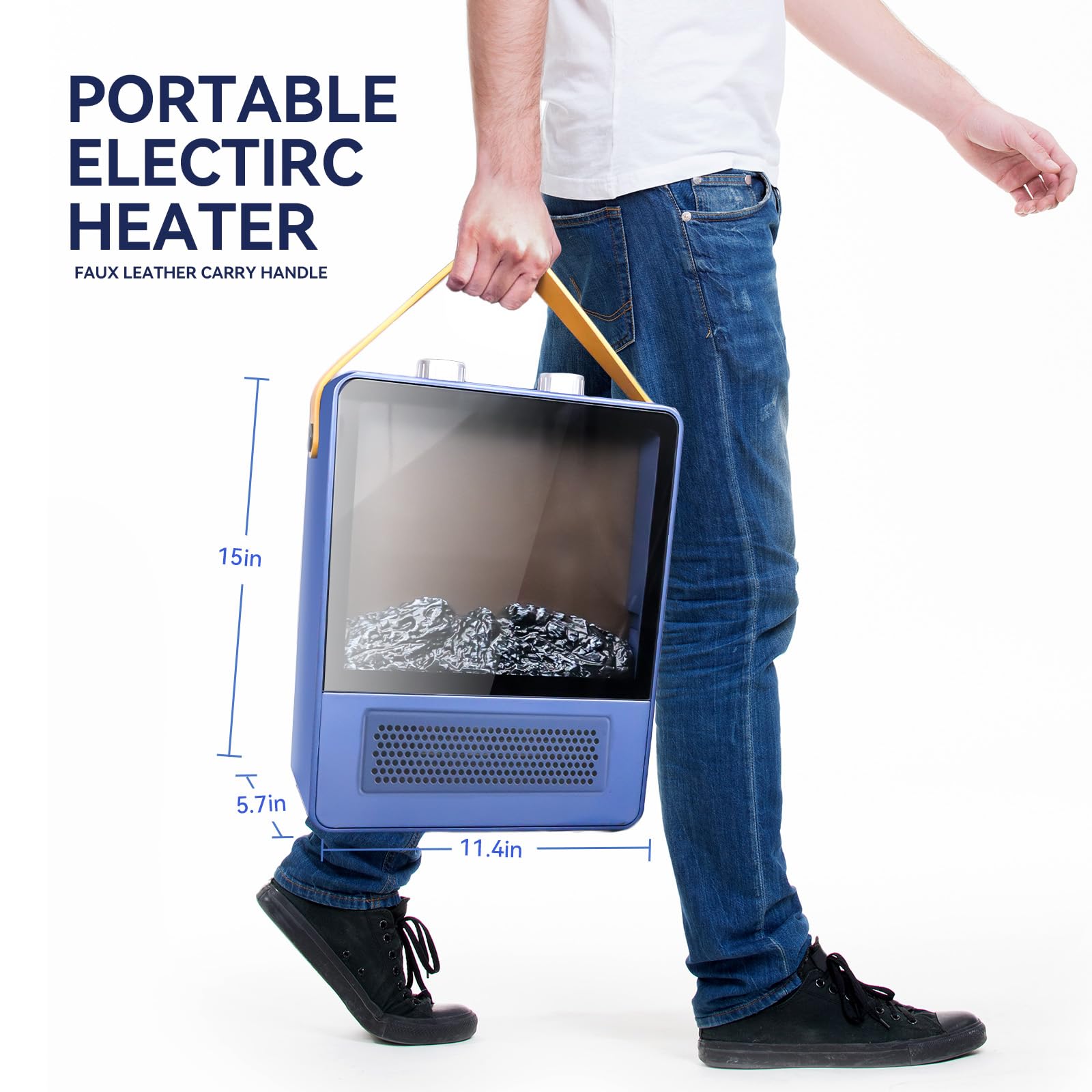 Tempware Electric Fireplace Heater, 1500W Portable Space Heater, Fireplace With Realistic 3D Flame Effect And Overheating Safety
