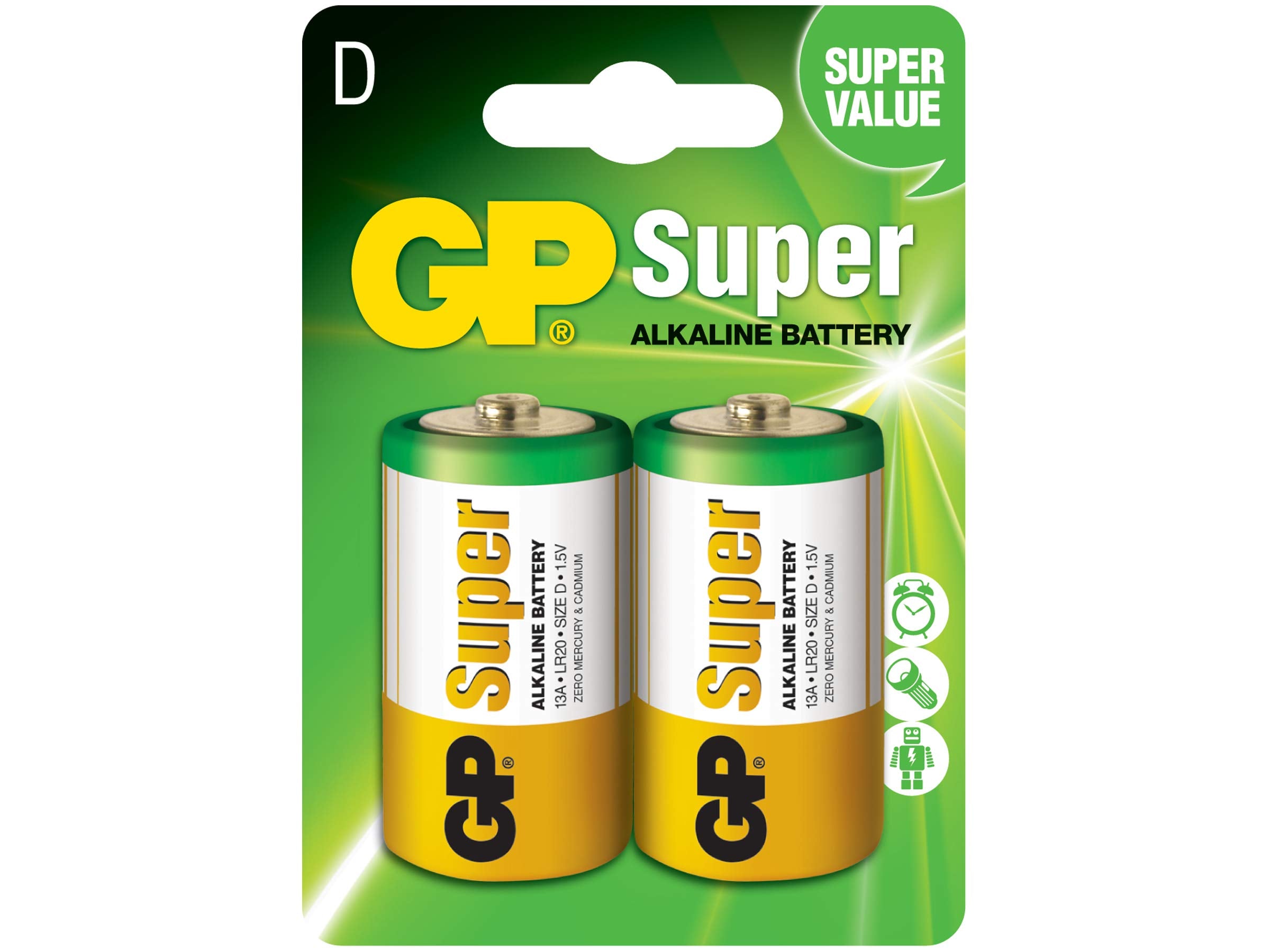 GP Battery 30316 Battery Alkaline D, Multi, One Size