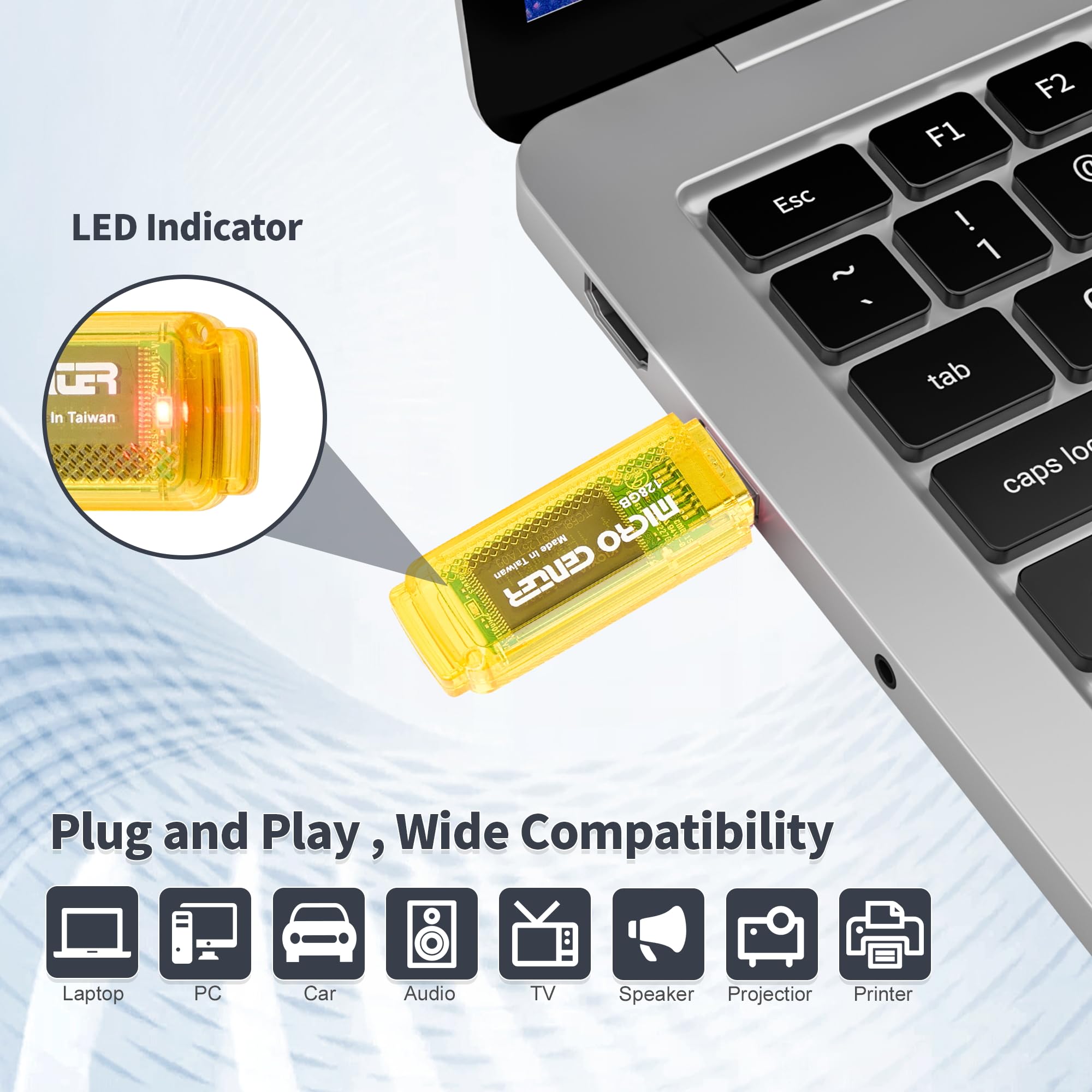 Inland Micro Center Superspeed 128Gb 5-Pack Ultra Flash Drive Usb 3.0/Usb 3.1 Gen1 Memory Stick With Keychain Thumb Drive Photo