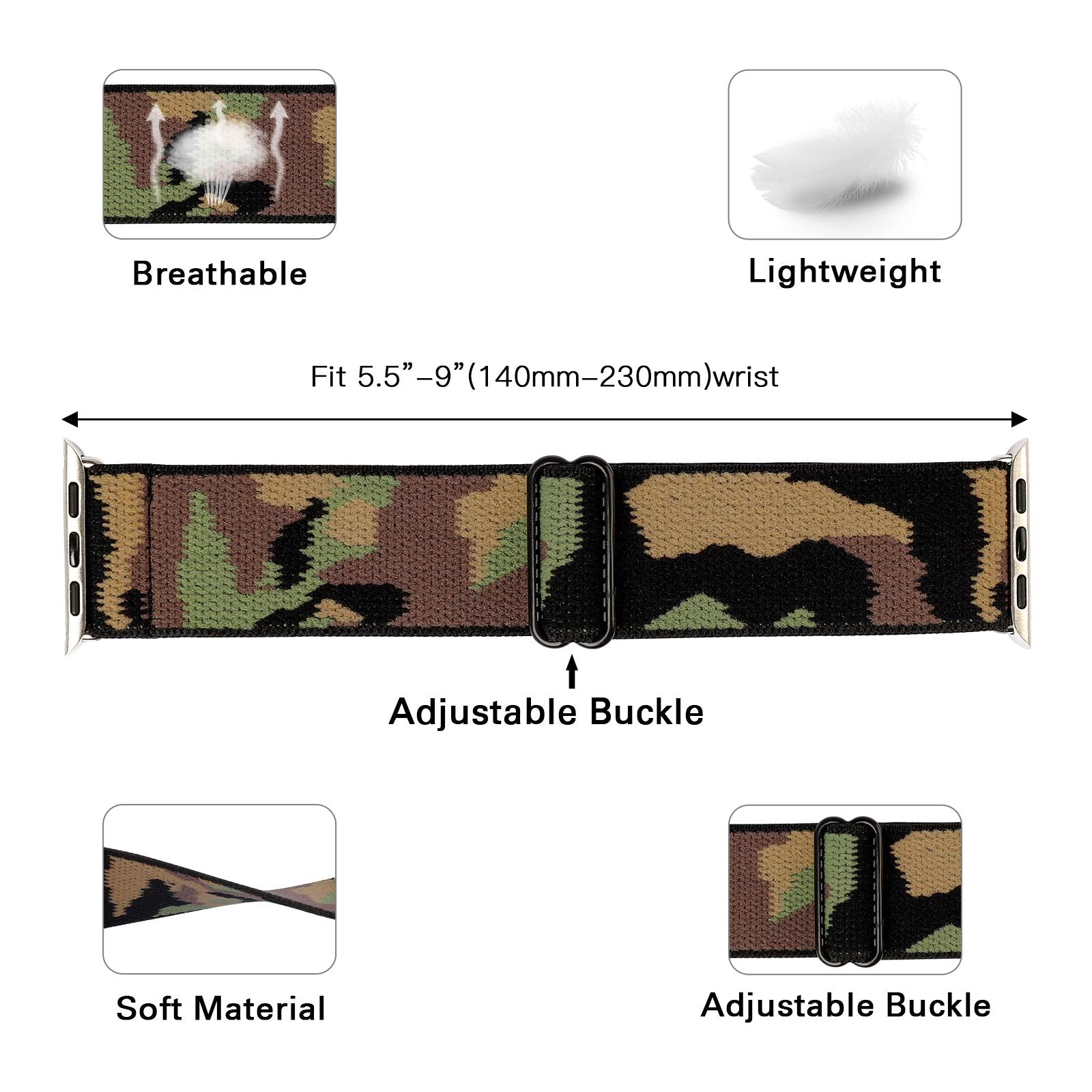 Miterv Stretchy Nylon Loop Bands Compatible With Apple Watch 38Mm 40Mm Djustable Soft Elastics Strap Compatible With Apple Watch