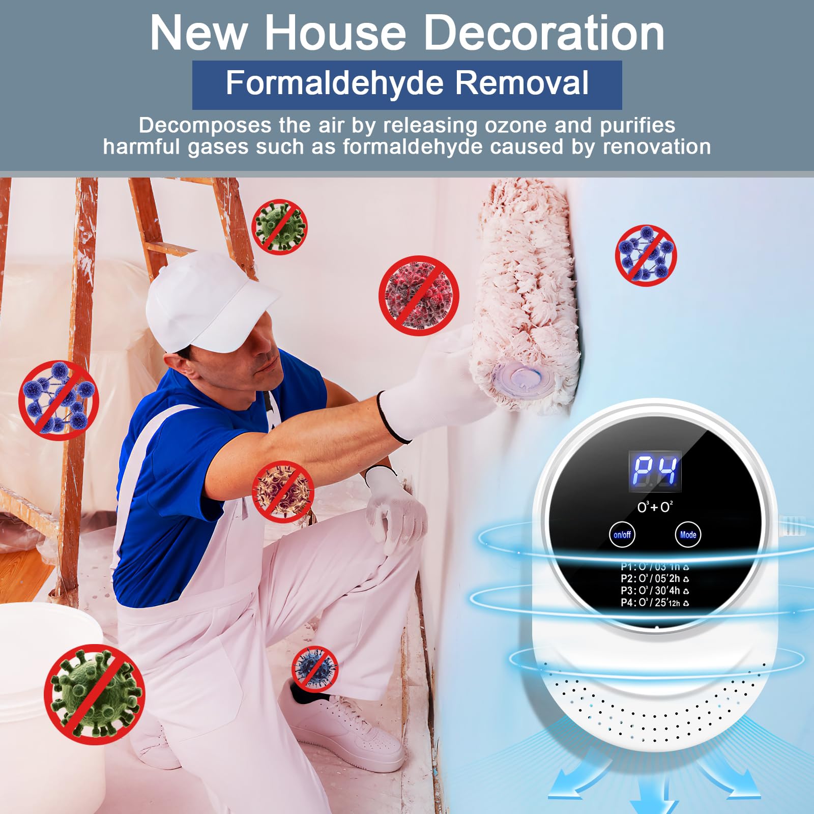 Ozone Odor Eliminator For Strong Odor 99% Cat Litter Deodorizer Dog Poof Odor Removal Home Plug In Air Purifier For Bedroom Toil