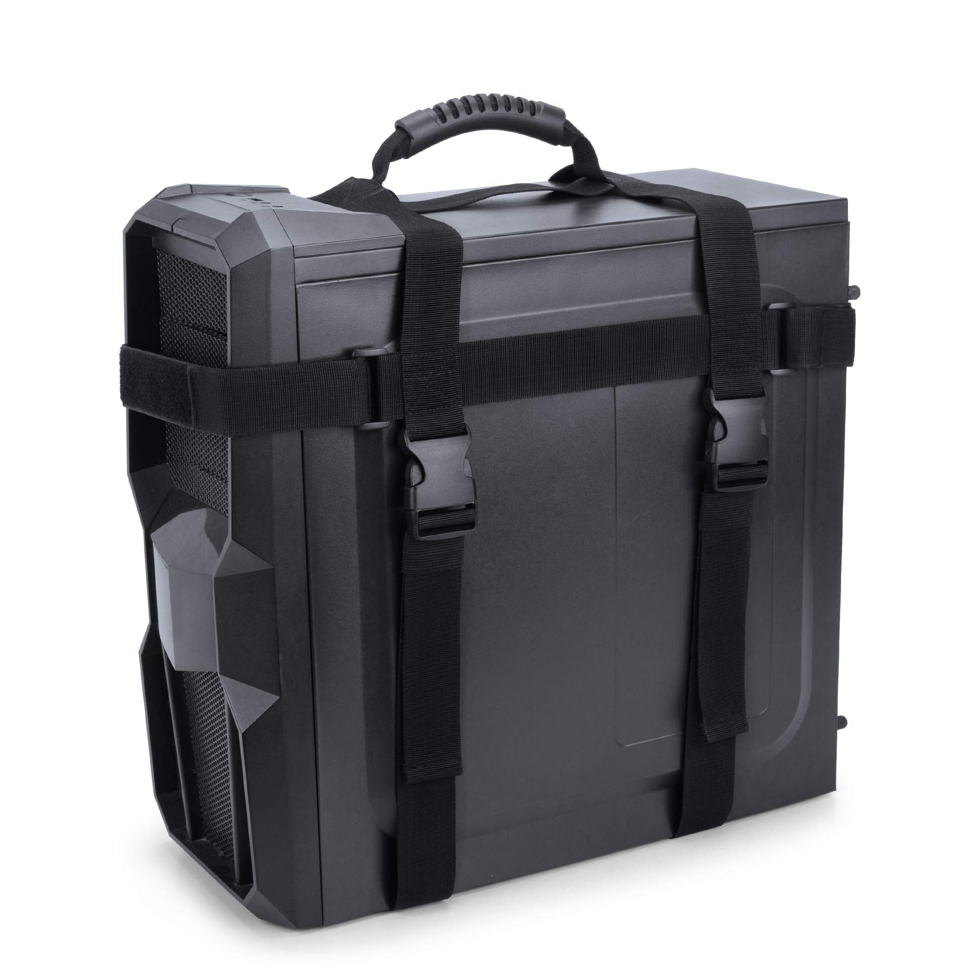 Trunab Pc Tower Carrying Strap With Rubber Handle, Desktop Carrying Case Belt Computer Travel Holder With Pockets For Cable, Mou