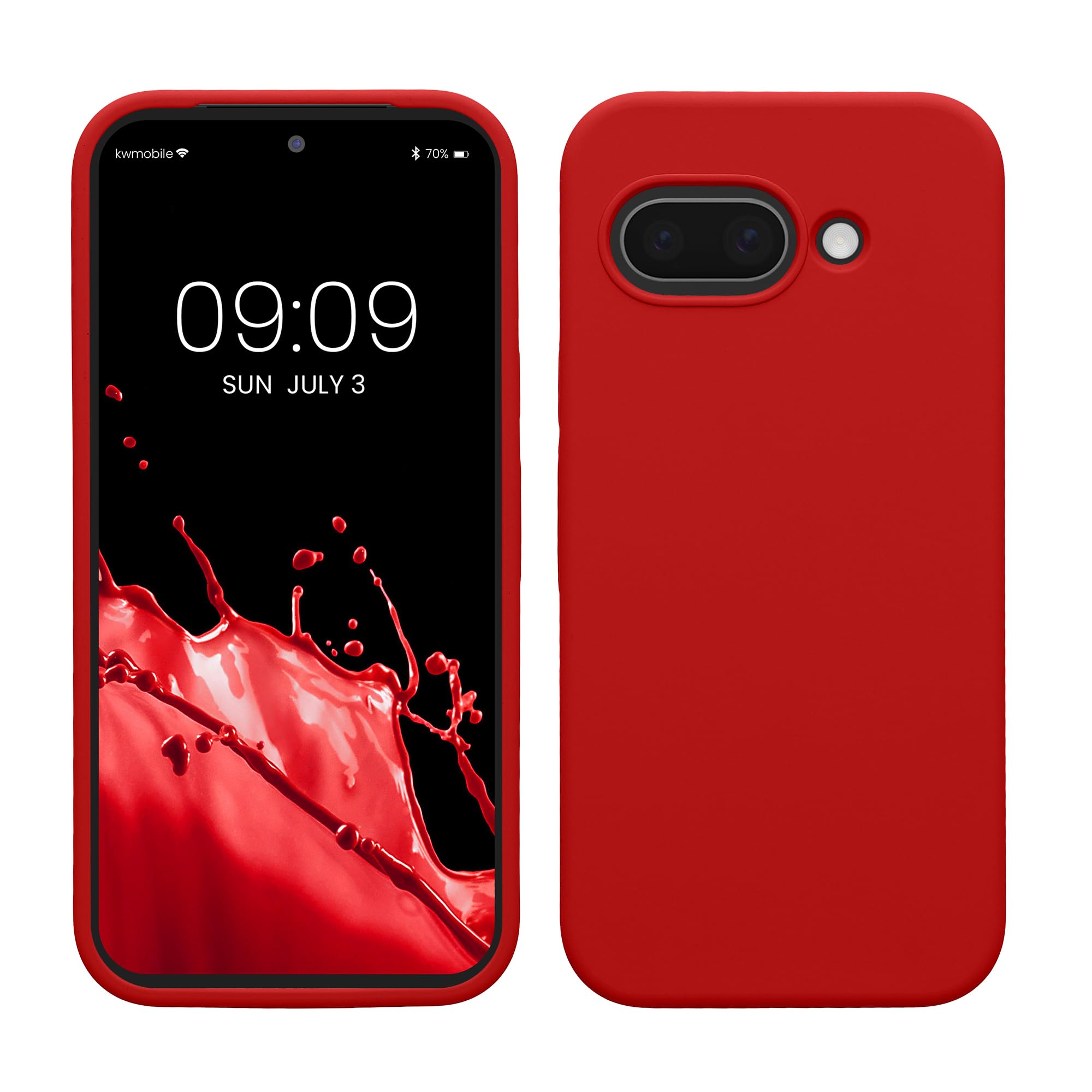 kwmobile Case Compatible with Google Pixel 9a Case - TPU Silicone Phone Cover with Soft Finish - Classic Red