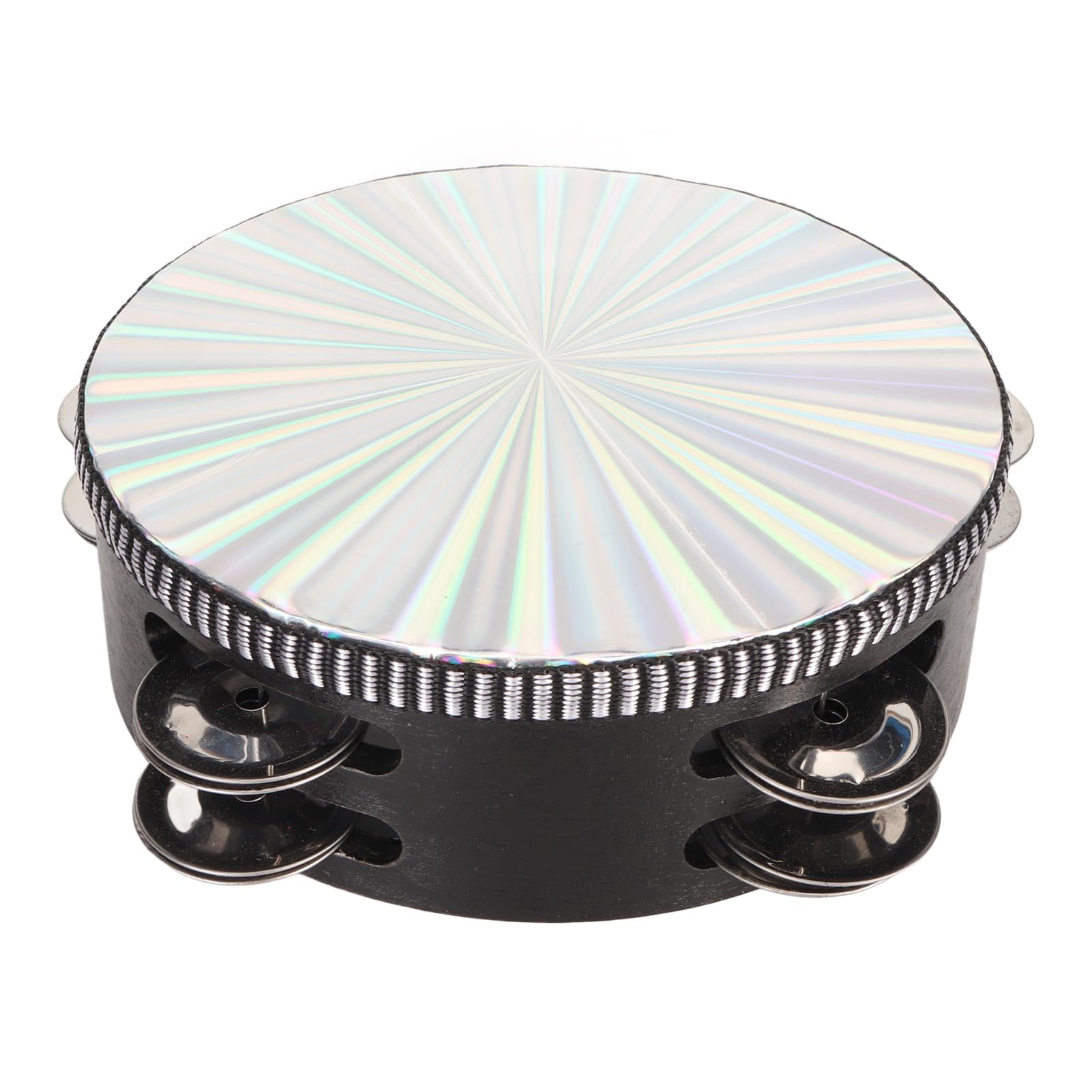 Tambourine, 6 Inch Radiant Tambourine Double Row Melodious Polished Reflective Drum Hand Held Drum for KTV Concerts Parties