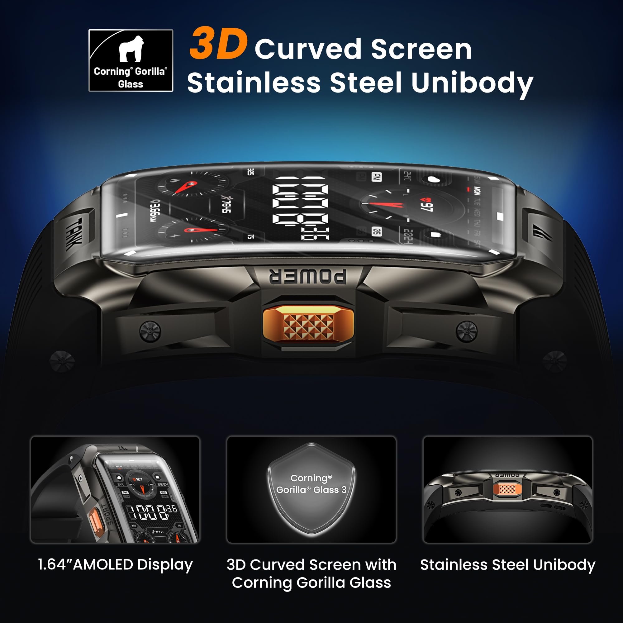 Kospet Tank X2 Ultra Gps Smart Watch, 3D Curved Glass, Stainless Steel Unibody, 6 Satellite Positioning, Compass, 50M Waterproof