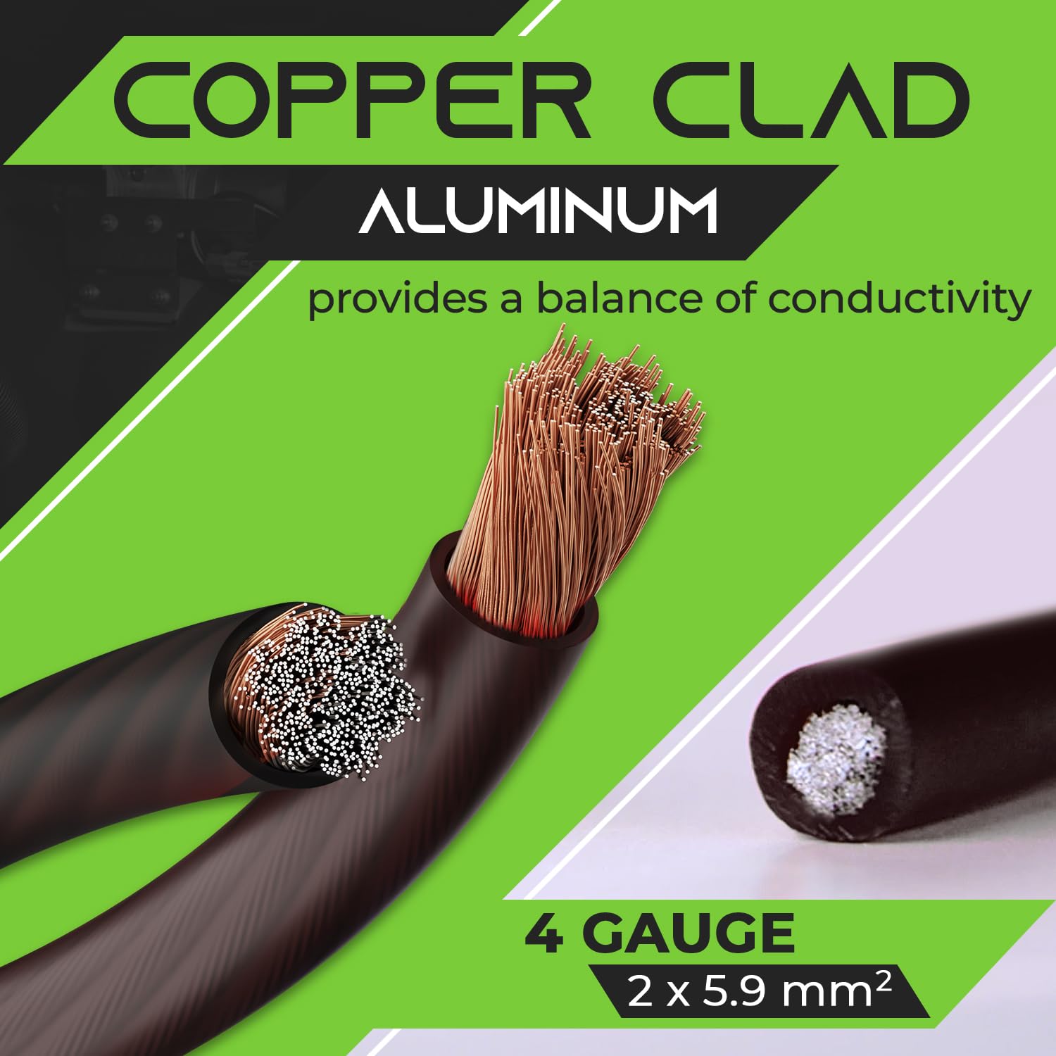 Gearit 4 Gauge Wire (25Ft   Black Translucent) Copper Clad Aluminum Cca   Primary Automotive Wire Power/Ground, Battery Cable, C