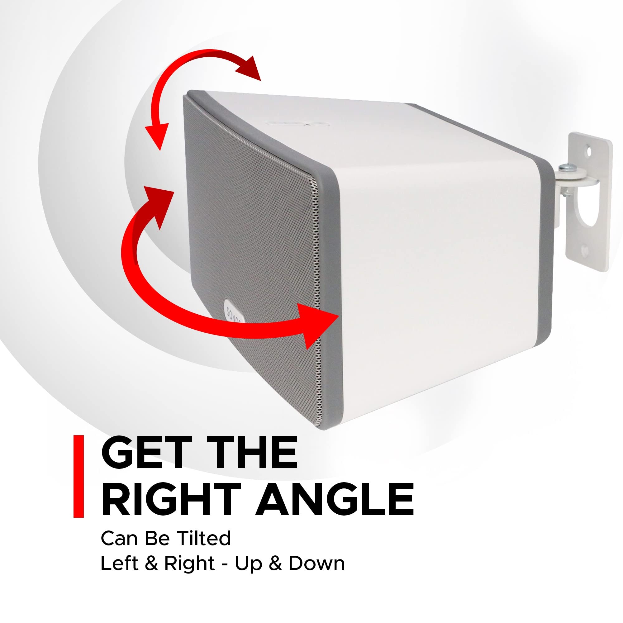 Play 3 Wall Mount White Pair Compatible With Sonos Play:3 Only, Twin Pack, Adjustable Swivel & Tilt Mechanism, 2 Mounting Bracke