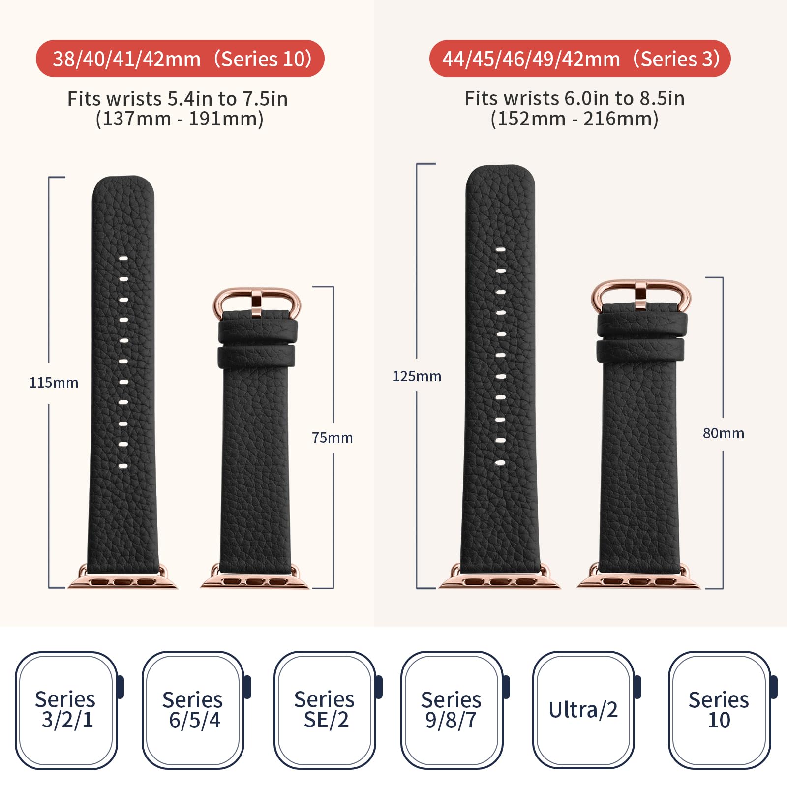 Fullmosa Leather Band Compatible With Apple Watch Band 42Mm 44Mm 45Mm 46Mm 49Mm, Genuine Leather Replacement Strap For Iwatch Ul