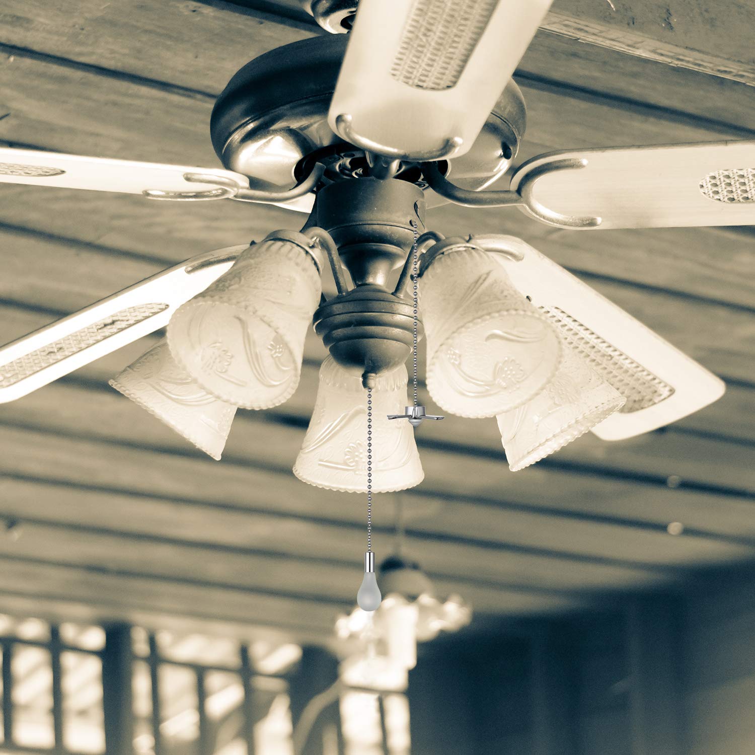 Generic Elfcab Ceiling Fan Pull Chain Set, Including 4Pcs Beaded Ball Fan Pull Chain Pendant, Extra 8Pcs Pull Loop Connectors, 2