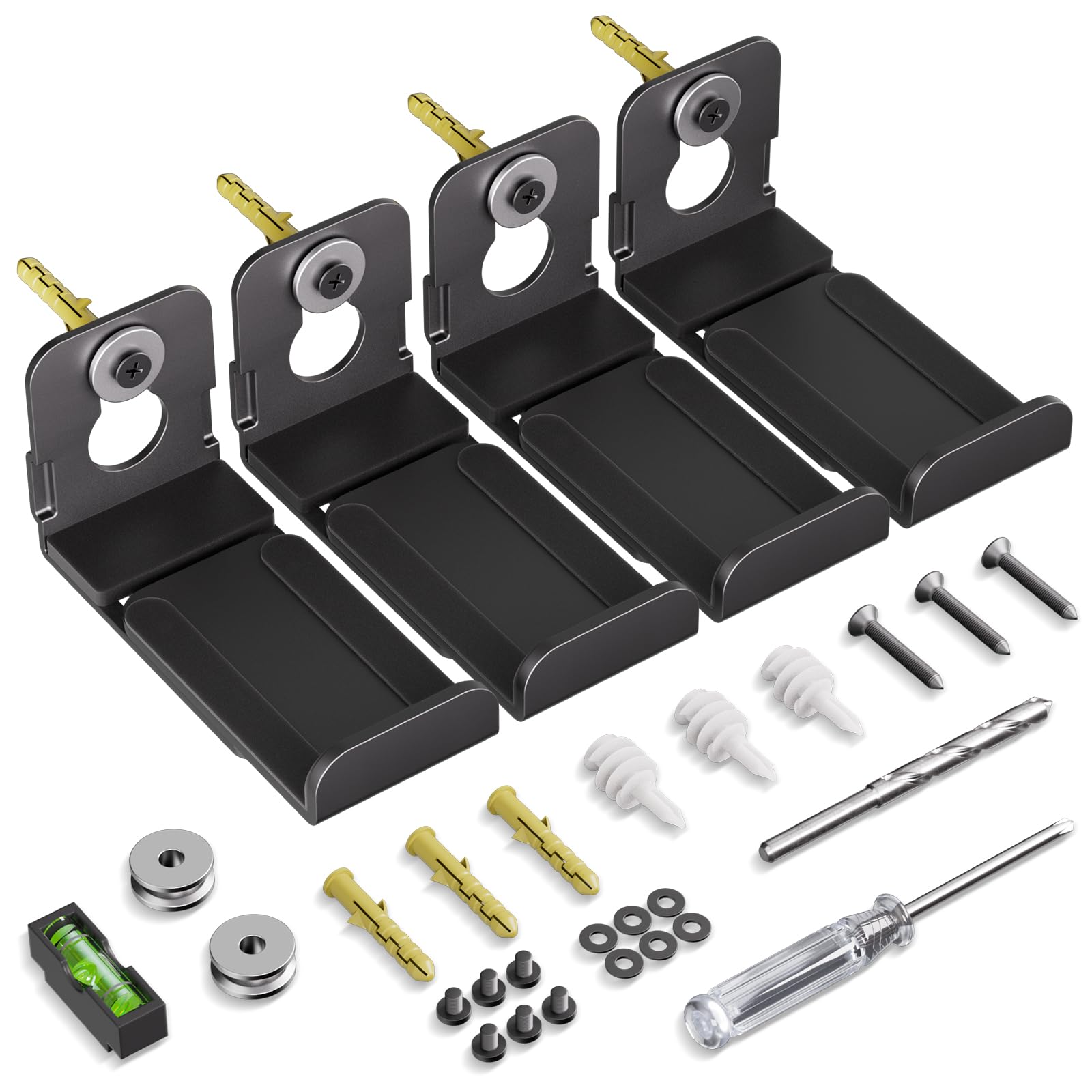 Muakioy Soundbar Mount, (2 Sets) Speaker Wall Mount Brackets Under Tv, Heavy Duty Sound Bar Shelf Mounting Adjust 3.4'' - 5.8'' 