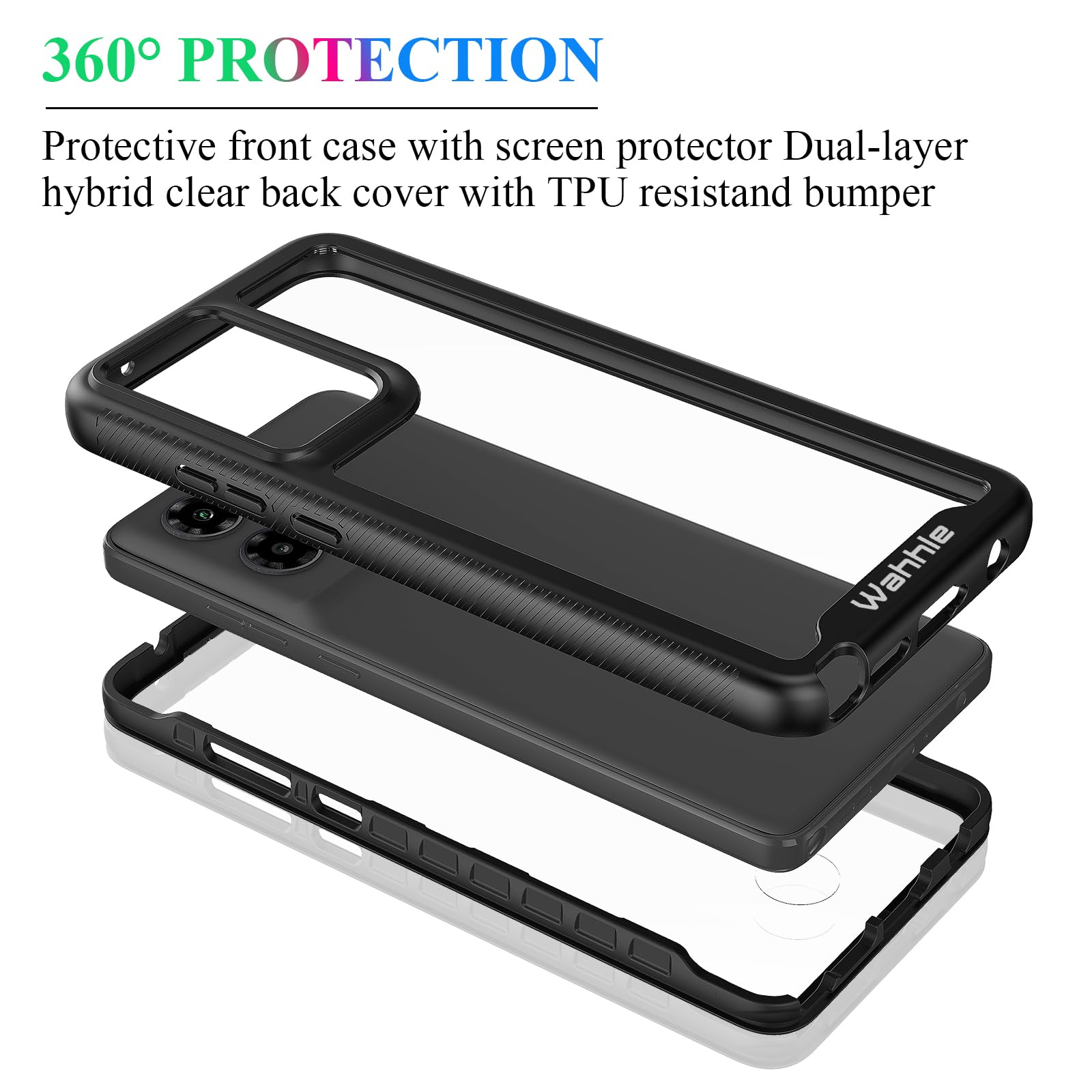 Wahhle Compatible With Moto G Stylus 5G 2024 Case, Built In Screen Protector Full Body Shockproof Slim Fit Bumper Protective Pho