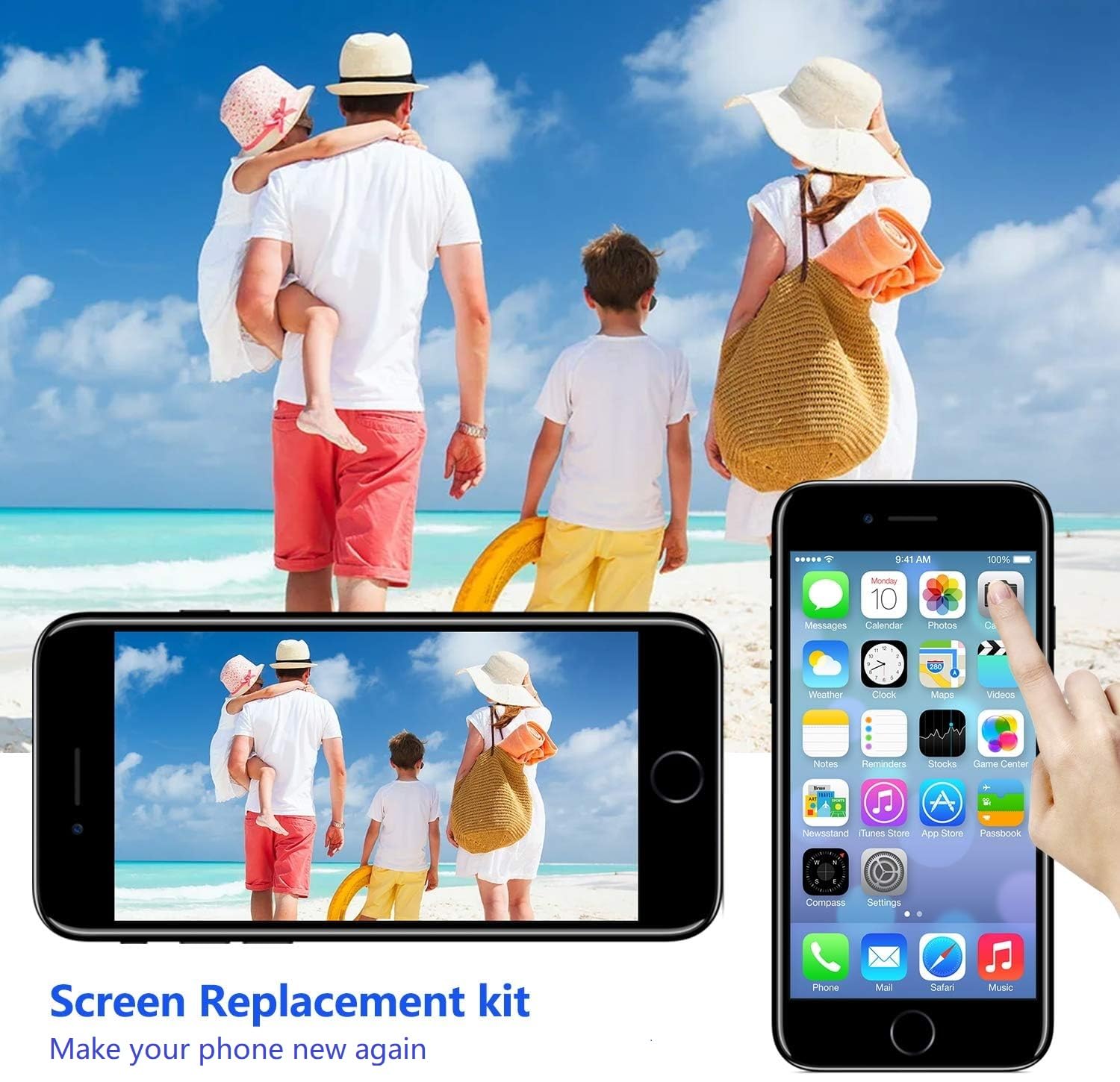 For Iphone 8 Plus Screen Replacement Black 5.5 Inch, Diykitpl 3D Touch Lcd Digitizer Display For Iphone 8 Plus, With Repair Tool