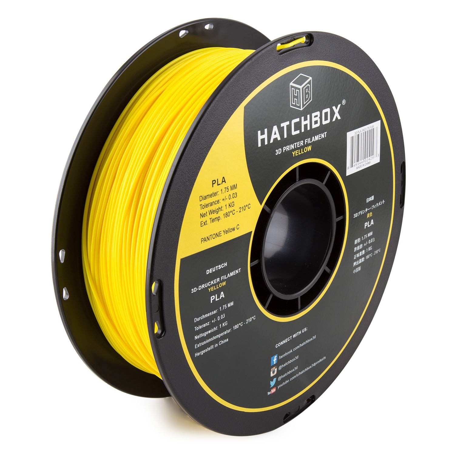 Hatchbox 1.75Mm Yellow Pla 3D Printer Filament, 1 Kg Spool, Dimensional Accuracy +/  0.03 Mm, 3D Printing Filament