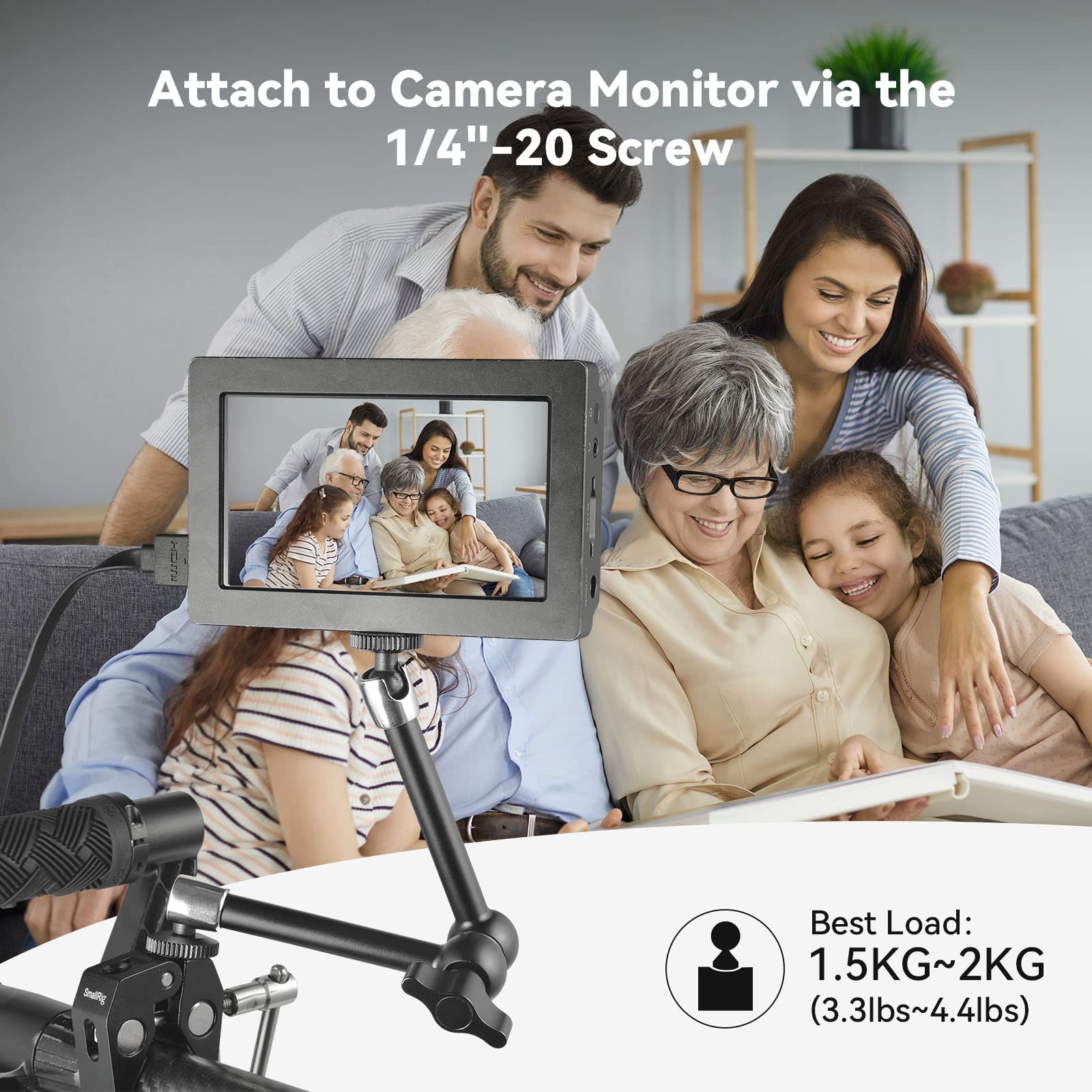 Smallrig 9.8 Inch Adjustable Articulating Magic Arm With Both 1/4 Thread Screw For Lcd Monitor/Led Lights - 2066B