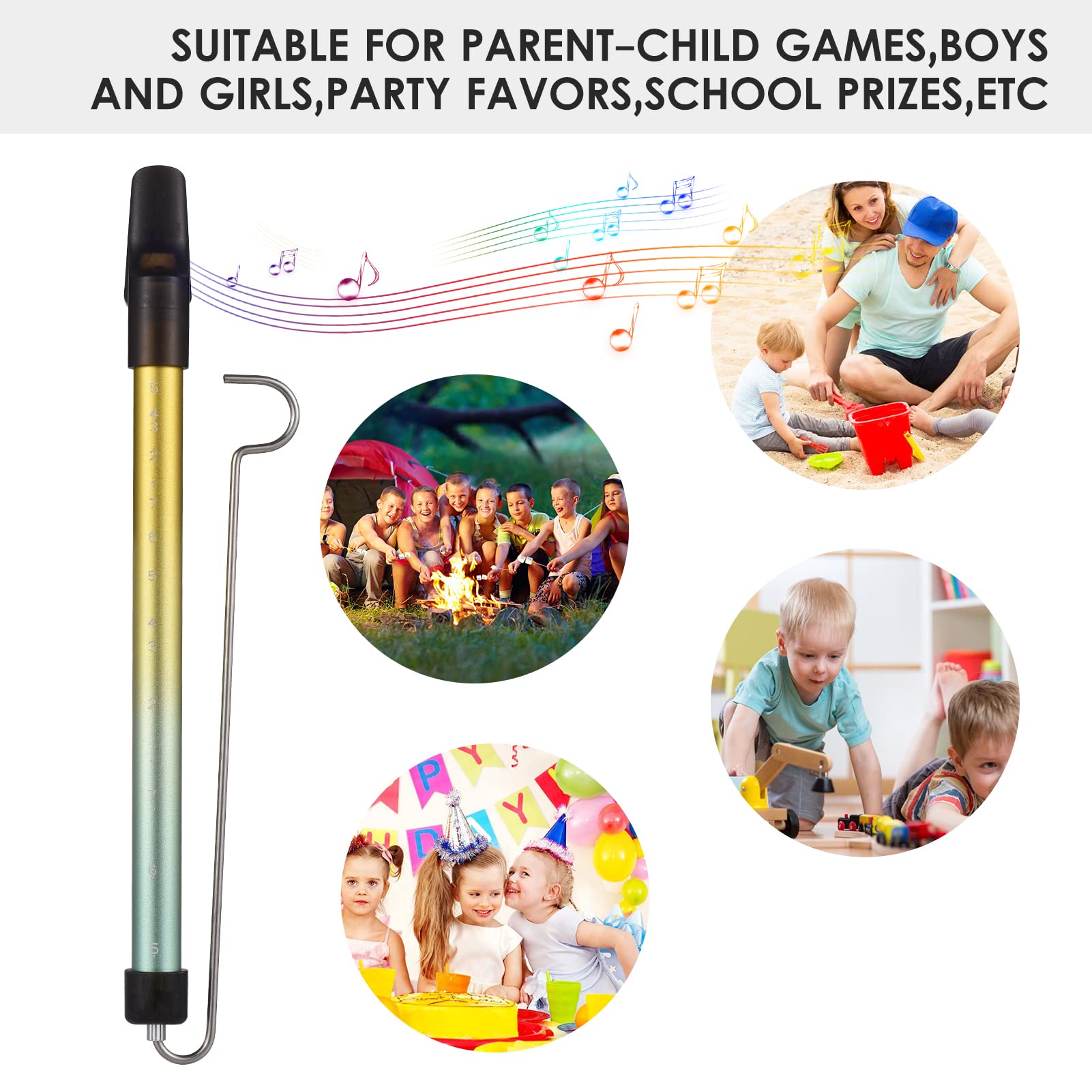 Btuty Metal Sliding Whistle Scale Sliding Flute With Steel Slider Instrument Kazoo Flute Game Party (Multicolor)
