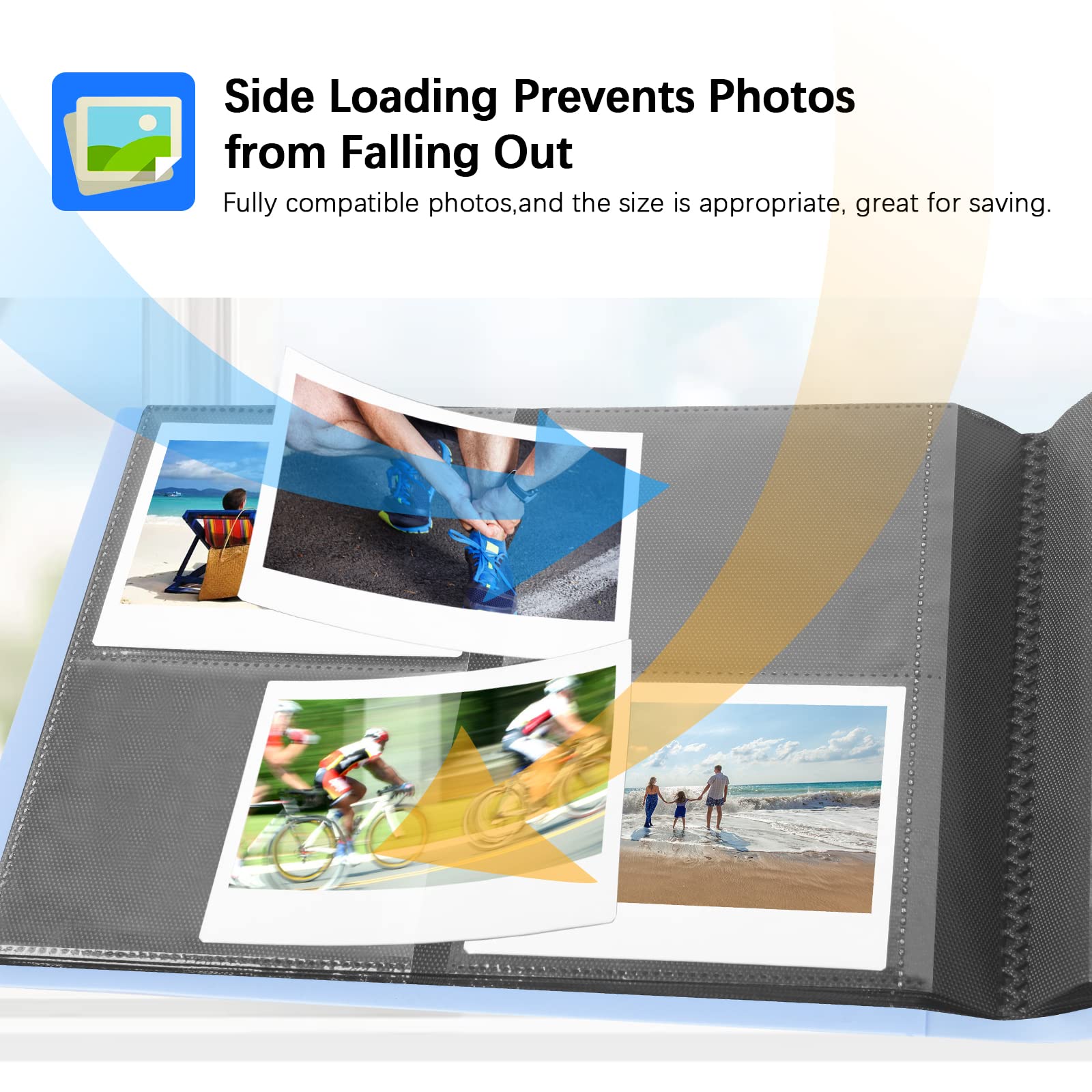 160 Pockets Photo Album For Fujifilm Instax Wide 300 Camera, For Polaroid 600 Photo Album, Albums For Polaroid Now+ Now Onestep2 Onestep+ 600 Instant Film Camera, Pop Lab Instant Print Camera (Blue)