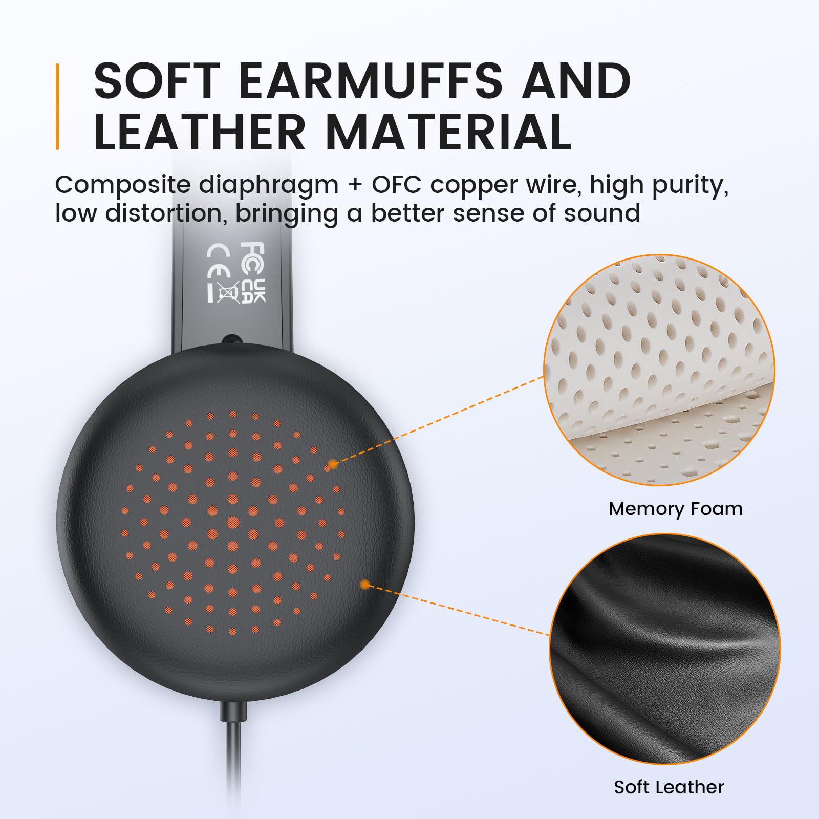 Eksa H15 Headset With Microphone For Laptop, Pc Headset With Mic Noise Cancelling, 3.5Mm Cable, In Line Volume Control & Mute, W