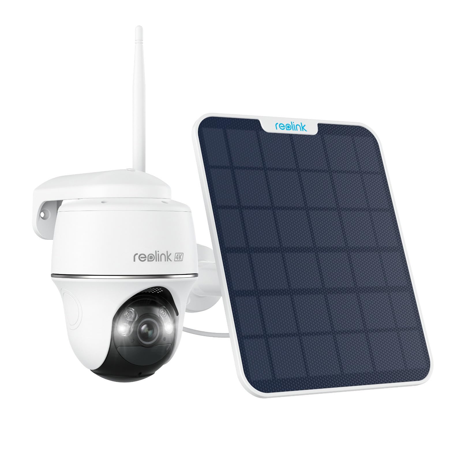 Reolink First 4K Solar Security Cameras Wireless Outdoor, Argus Pt 4K+ 6W Solar Panel, 360� Pan Tilt, 8Mp Color Night Vision, 2.4/5 Ghz Wi Fi, No Monthly Fee, Home Hub Compatible