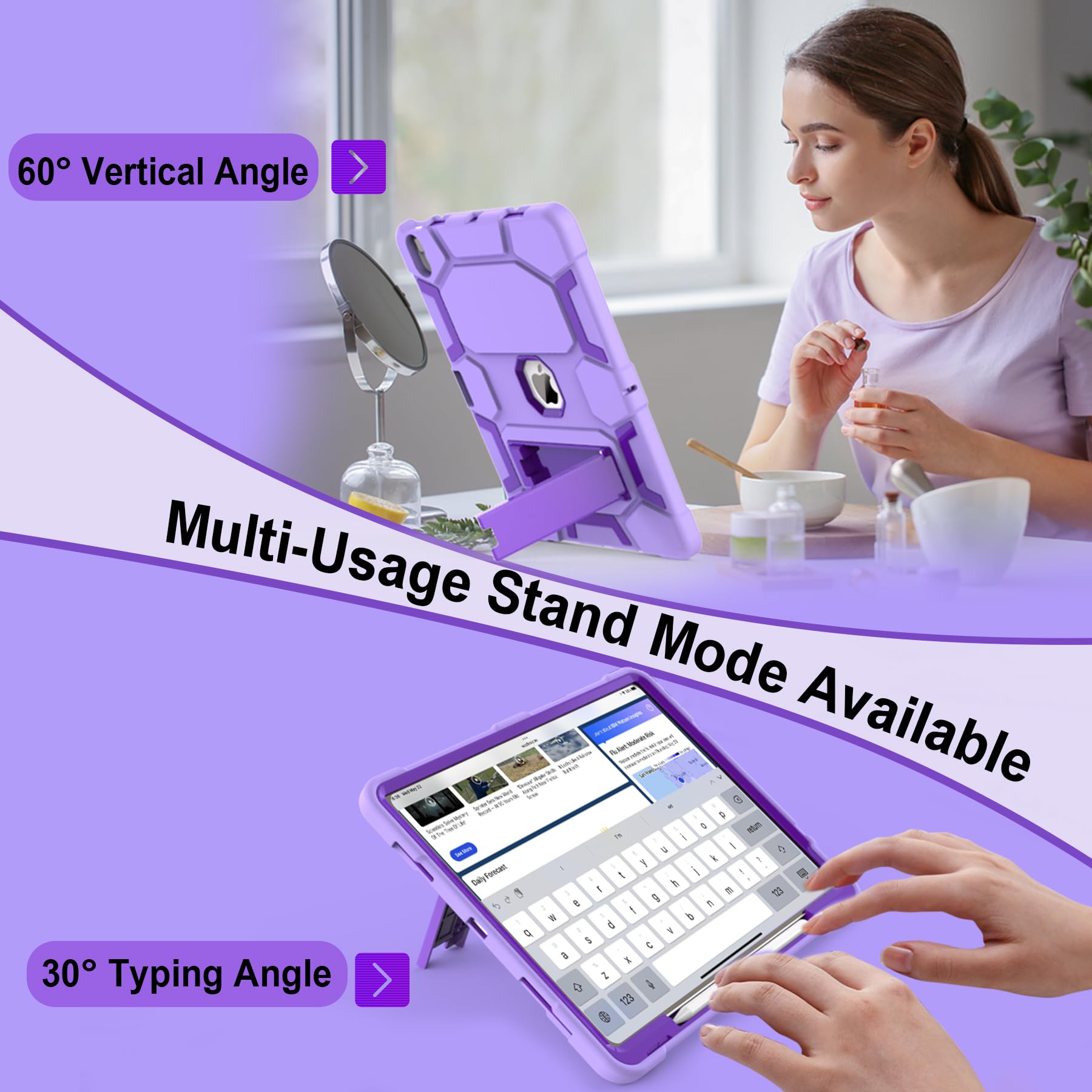 Ccmao Case For Ipad Air 13 Inch (M2) 2024, Ipad Air 13 Inch Case With Kickstand And Pencil Holder For Pencil Pro/Usb C, Heavy Du