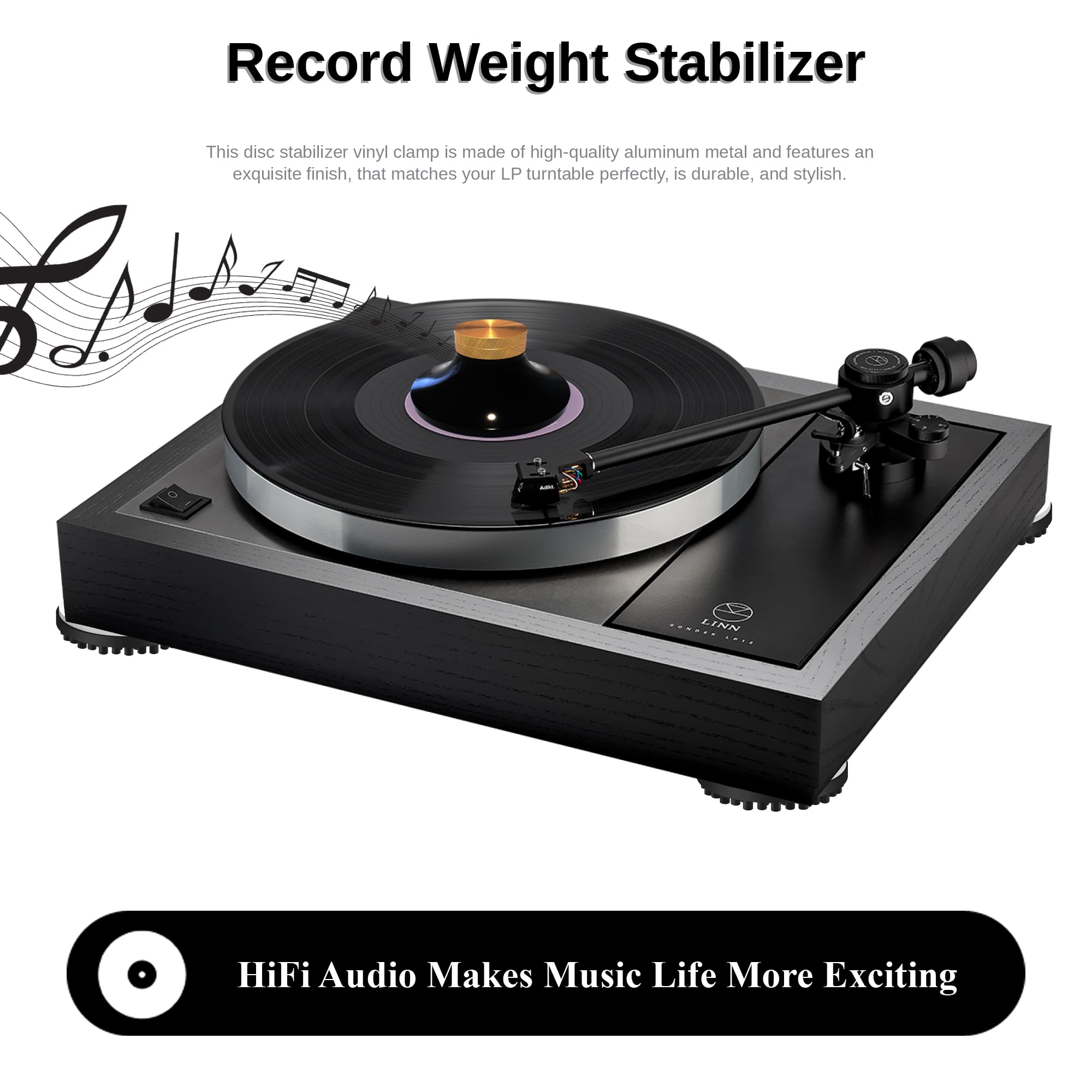 Record Weight Disc Stabilizer Aluminum 6Oz Vinyl Clamp Lp Weight 3Inx1.5In Turntable Weight Stabilizer For Phono Lps (Rs7637)