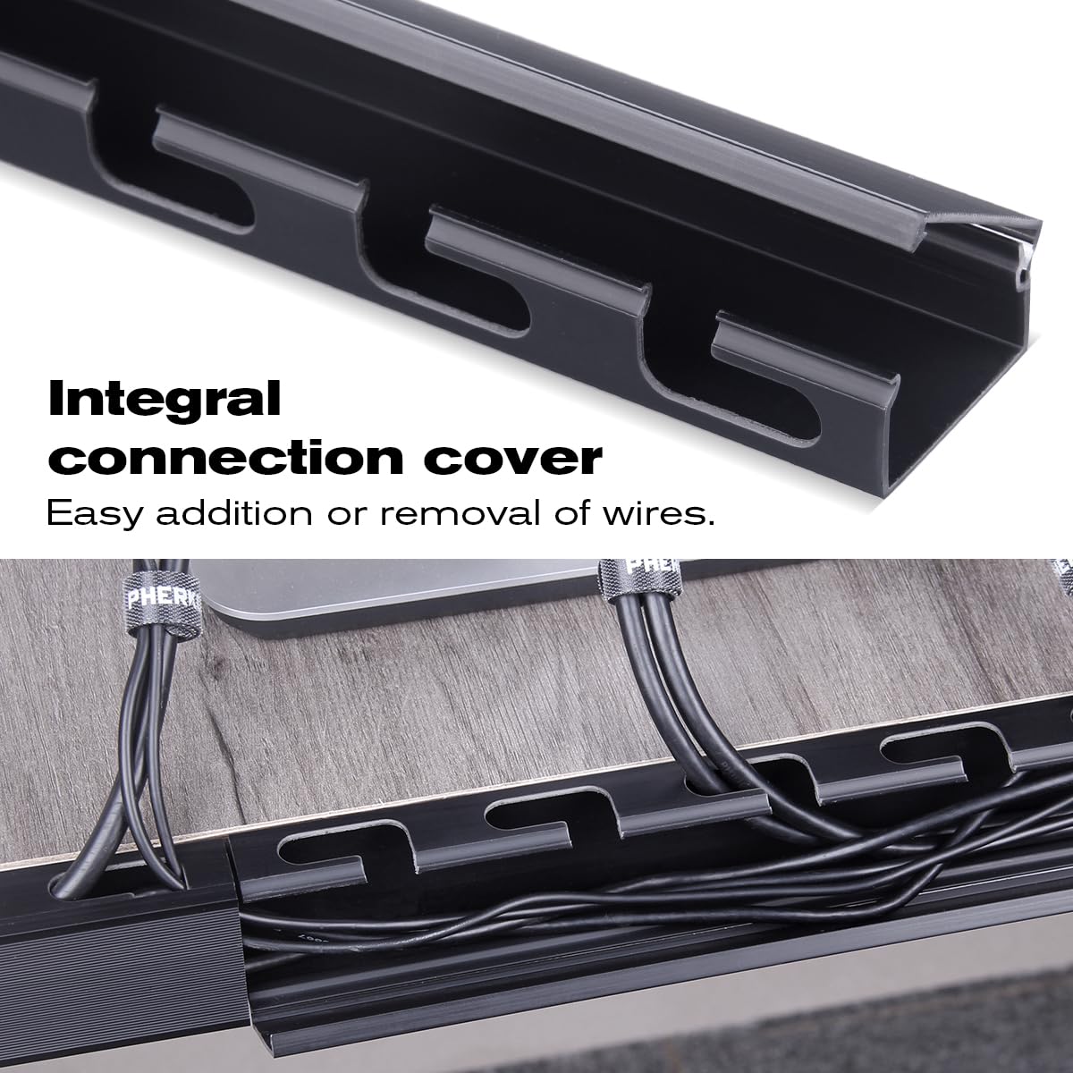 Cable Raceway Kit, Pherkorm Cable Management Under Desk, Integrated Connection Cover Cable Organizer, Cord Organizer For Hiding