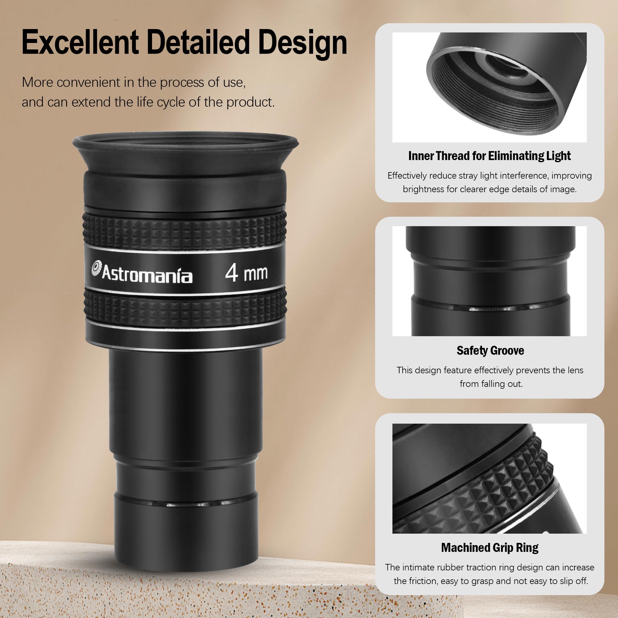 Astromania Telescope Eyepiece 4Mm, Wide Angle 58 Degree Apparent Field Planetary Eyepiece For 1.25 Inch Astronomy Telescope & Fi