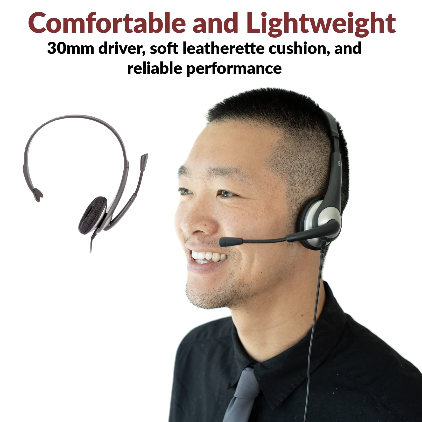 Cyber Acoustics Mono Headset, Headphone With Microphone, Great For K12 School Classroom And Education (Ac 104),Gray