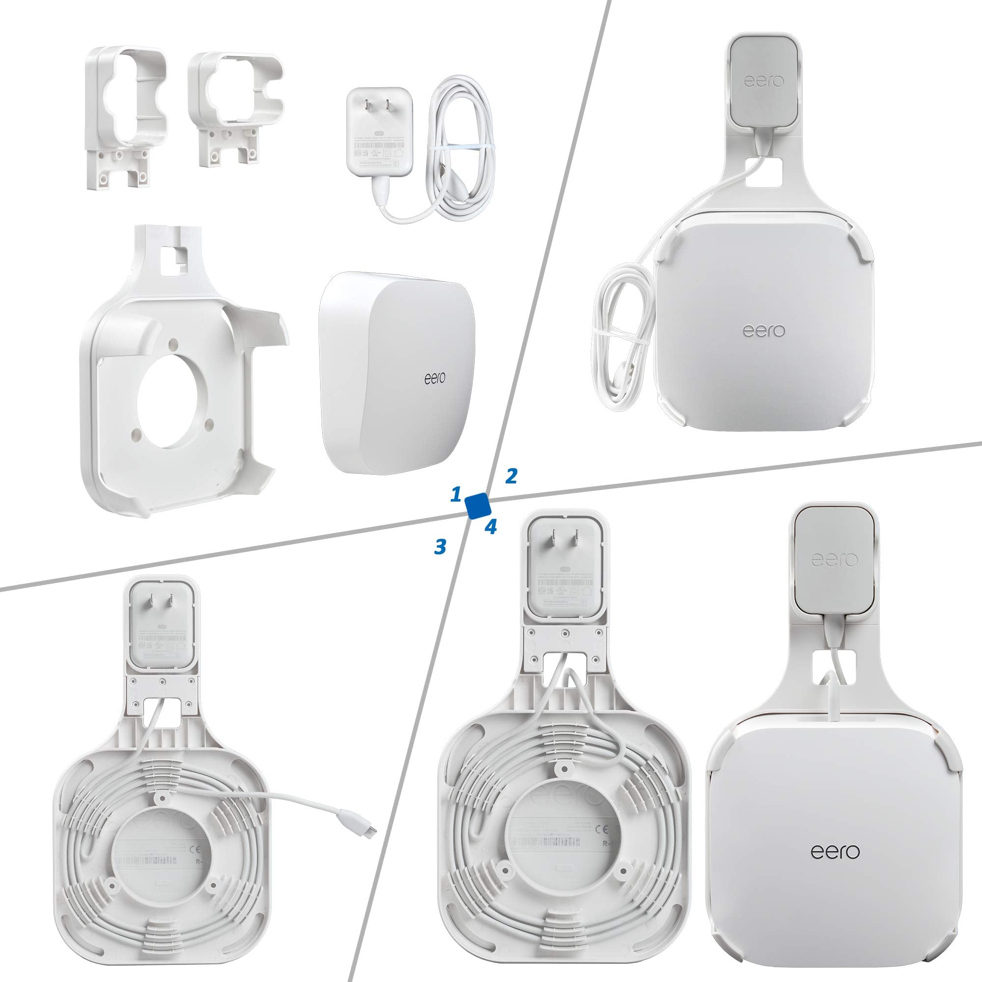 Petimeti Wall Mount For Eero Pro 6 Mesh Wifi System, Space Saving Wall Mount Bracket For Eero Pro 6 Router With Cord Management