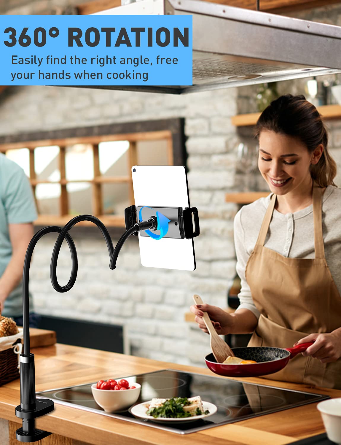 Gooseneck Tablet Holder Stand for Bed: Adjustable 39.4inch Flexible Lazy Arm Tablets Mount Compatible with iPad Pro Air Mini | Galaxy Tab | Kindle Fire | Switch or Other 4.7 12.9' Device