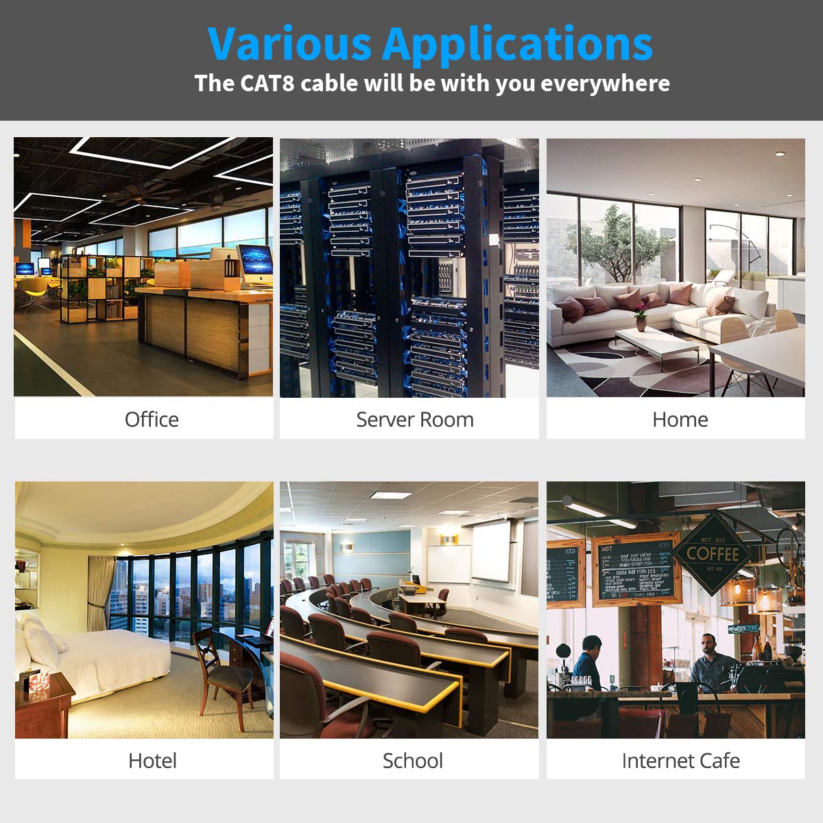 Kasimo Cat 8 Ethernet Cable 50 Ft, Cat8 Internet Cable 40Gbps With Rj45 Gold Plated Connector Sftp, High Speed Gaming Lan Patch Cable, Compatible With Cat5/Cat6/Cat7, White (White, 50Ft 1 Pack)