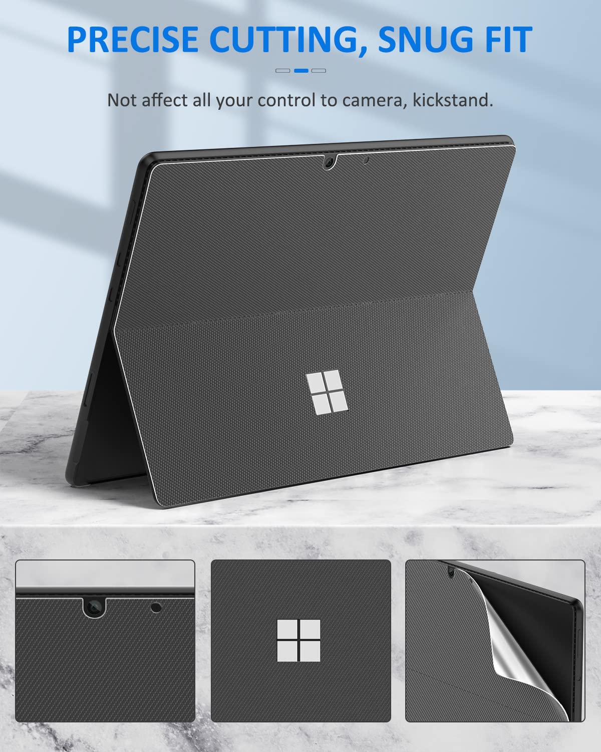 Moko Tablet Back Skin Stick Decal For Microsoft Surface Pro 11 /Surface Pro 10 / Pro 9 / Pro 8 13 Inch Tablet, Pu Leather Protec