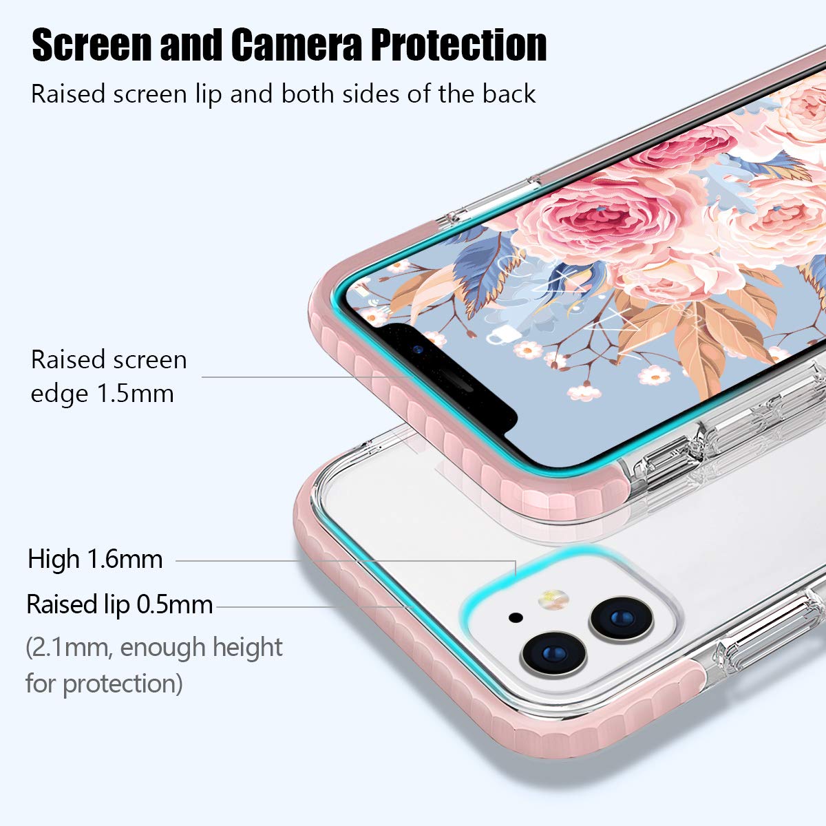 MATEPROX iPhone 11 Case Clear Slim Shockproof Polycarbonate Pink 6.1 inch
