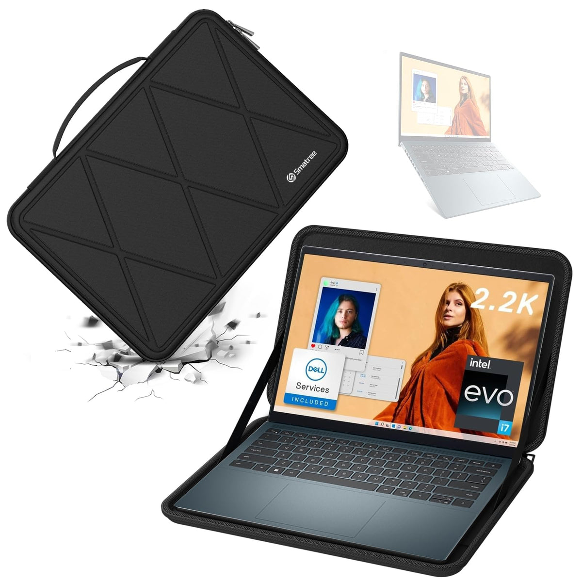 Smatree Hard EVA Protective Sleeve Compatible for 14 inch DELL Inspiron 14 Plus 7440/Inspiron 14 2-in-1/New Inspiron 14 2-in-1/New Inspiron 14 Laptop, for Dell Latitude 5430 Rugged Laptop Bag (X8250)