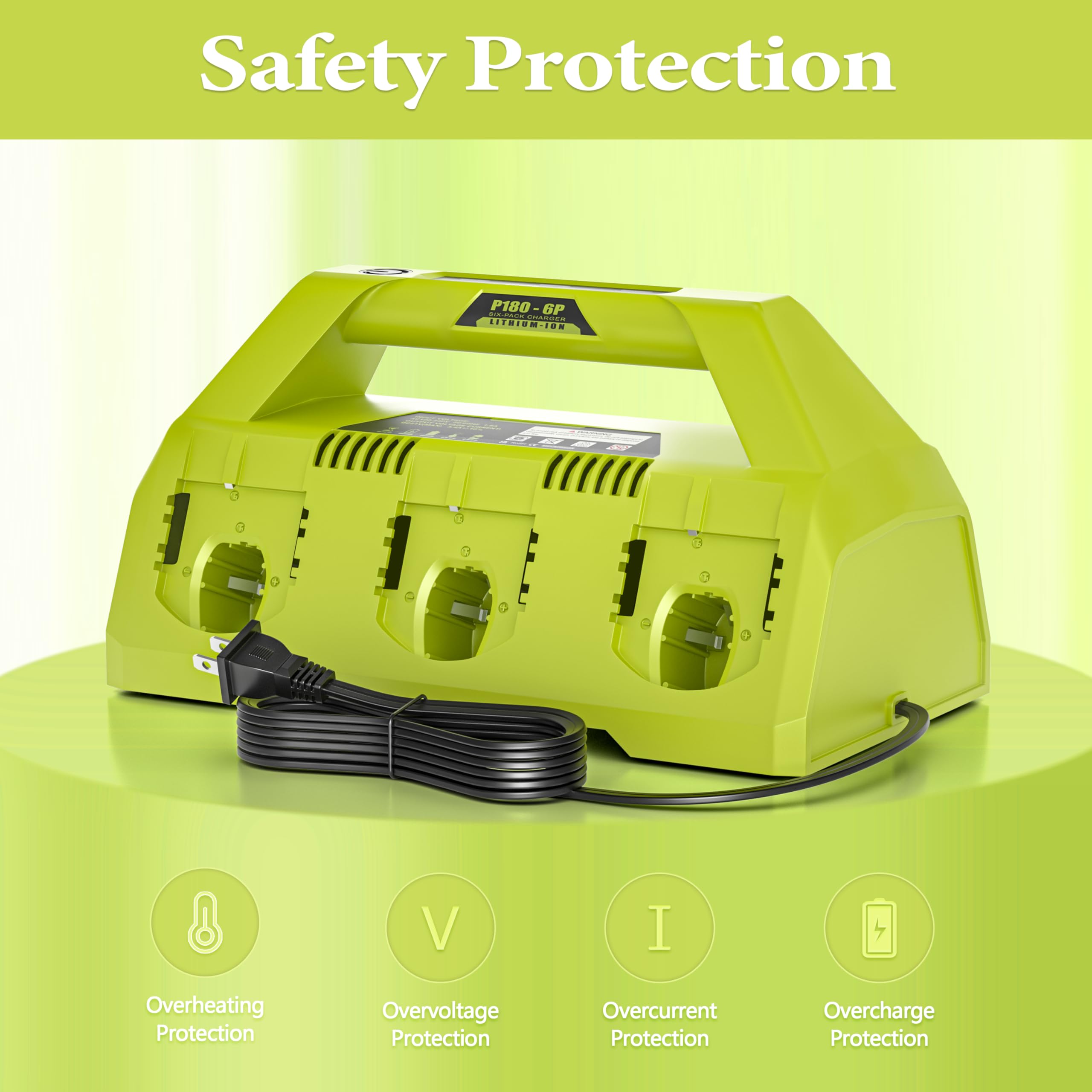 Dmmns P180 6 Ports Rapid Charger Replacement For Ryobi 18V One+ Supercharger P135 18V Six Pack Lithium Ion Charger,Compatible Wi