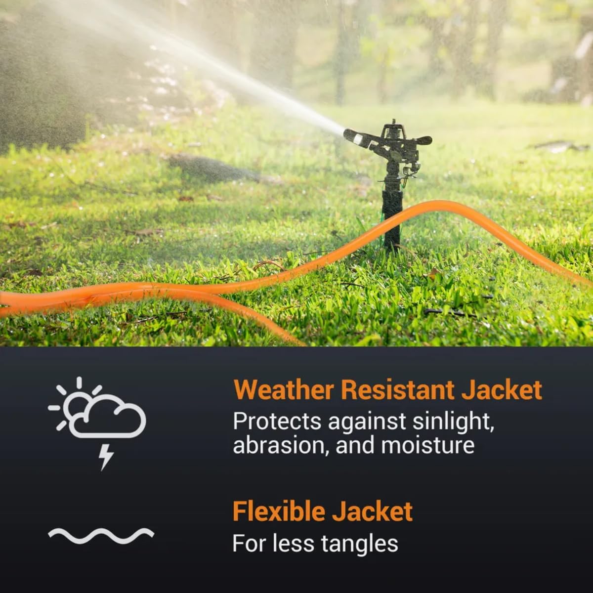 Uboory Outdoor Extension Cord Waterproof 100 Ft, Orange 16/3 Sjtw Heavy Duty, Flexible 100% Copper 3 Prong Extension Cord For La