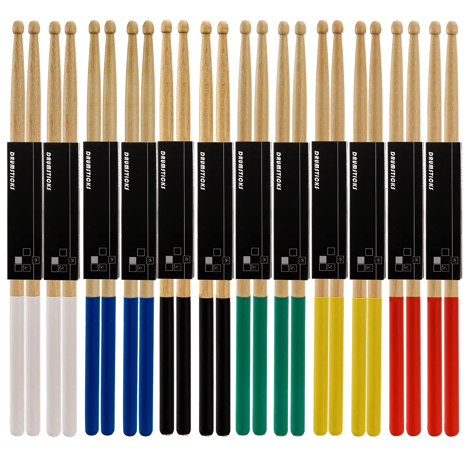 Suwimut 12 Pairs Drum Sticks, Non Slip Classic 7A Maple Wood Tip Drumsticks For Kids, Students, Adults, And Beginners, 6 Colors