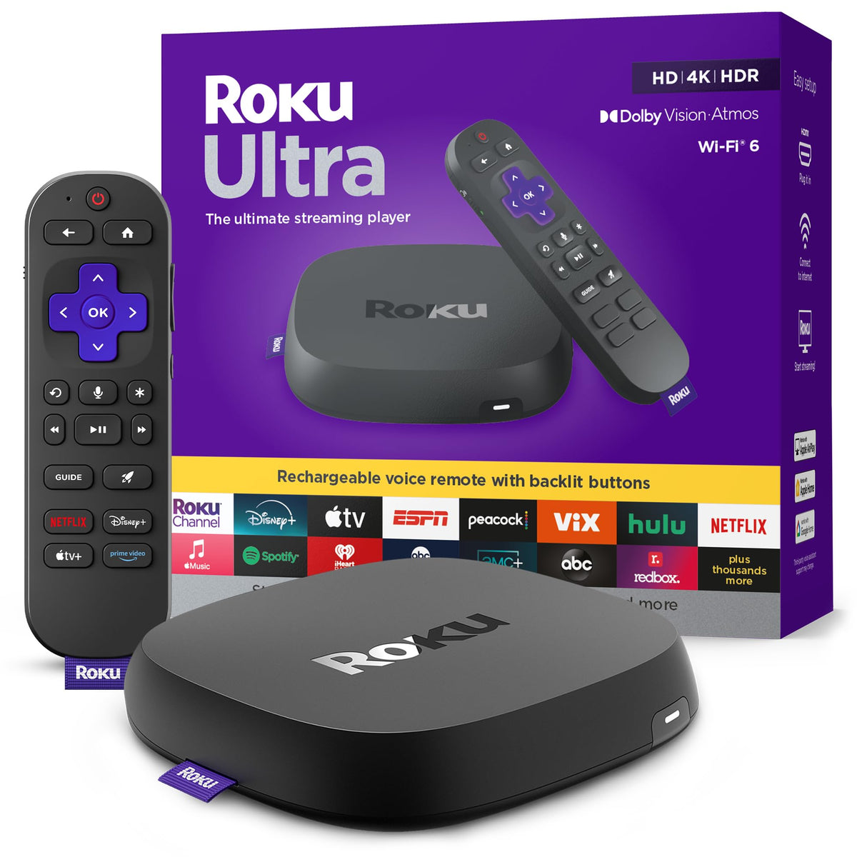 Roku Ultra 2024 - Ultimate Streaming Player - 4K Streaming Device For Tv With Hdr10+, Dolby Vision & Atmos - Bluetooth & Wi-Fi 6