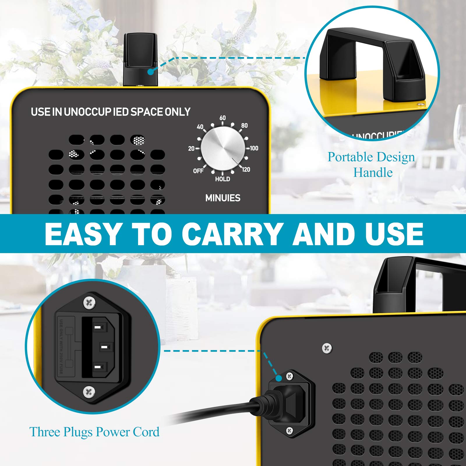 Ozone Generator 10,000 Mg/H High Capacity Ionizer Air Purifier Ozone Machine Odor Removal For Home, Hotels, Basement, Car, Bar A