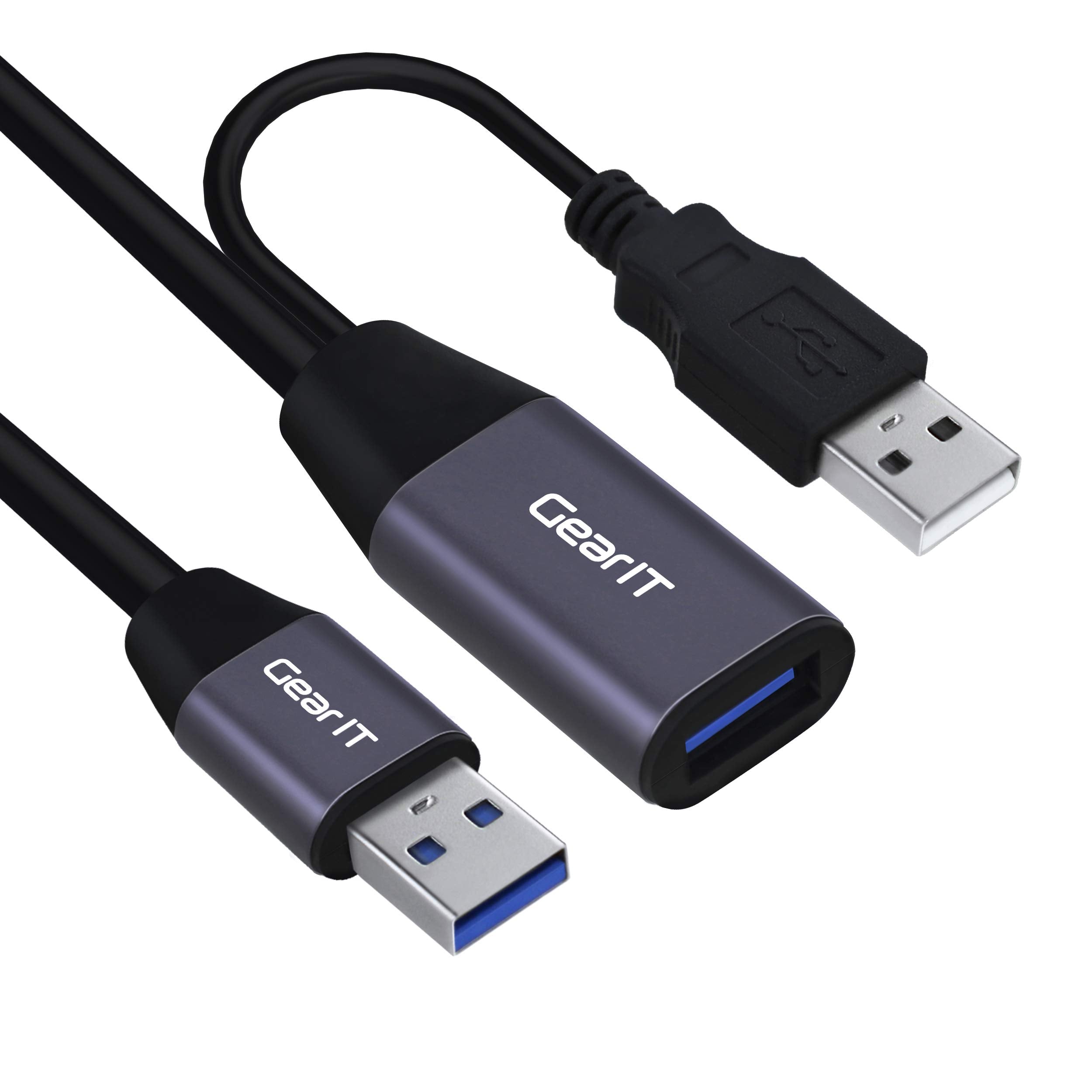 Gearit Usb 3.0 Active Extension Cable (2 Pack   50 Feet) A Male To A Female Usb Repeater With Signal Booster For Oculus Rift, Qu