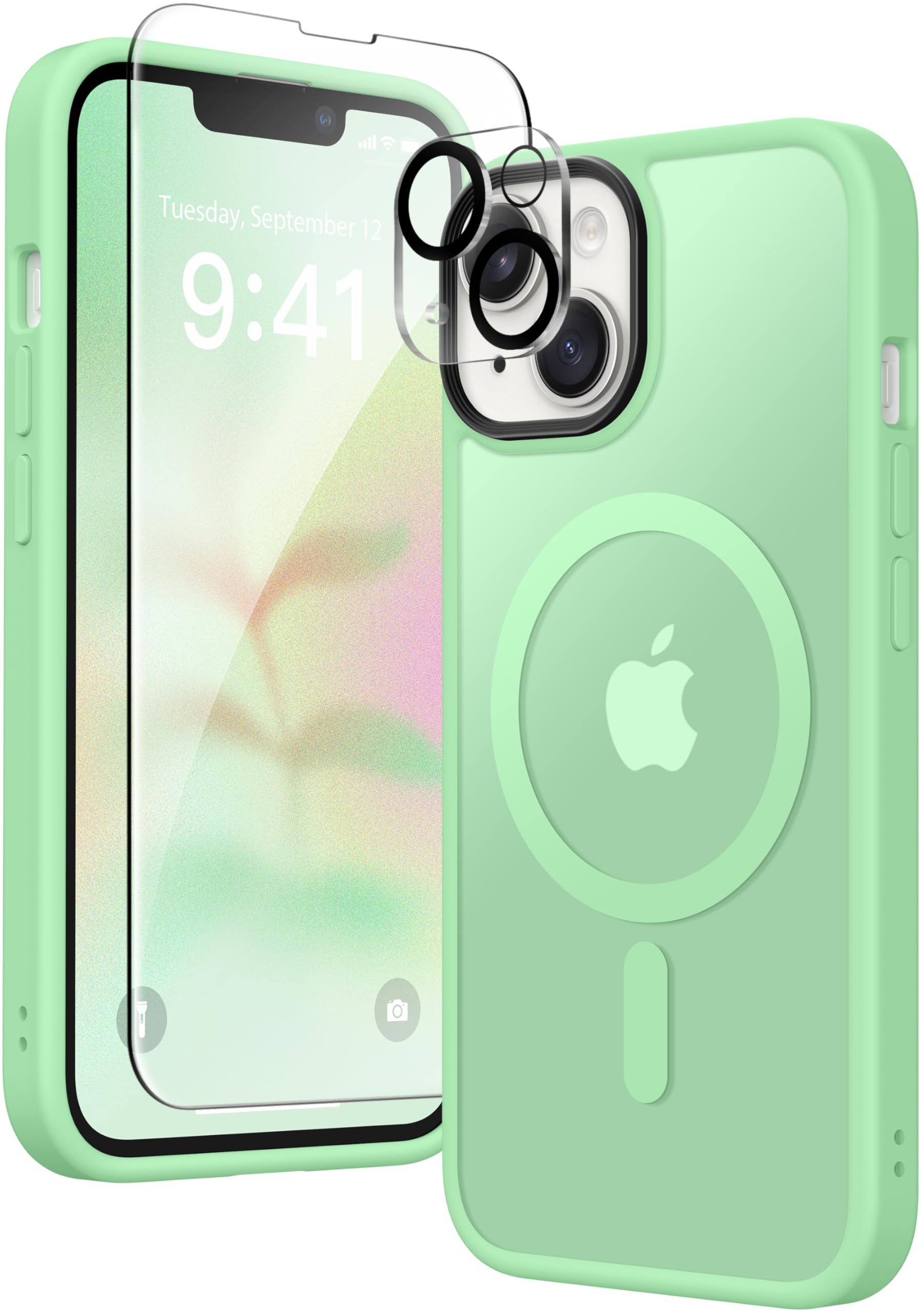 Magnetic Case For Iphone 13 6.1'',Compatible With Magsafe,[2 Screen Protector & 2 Camera Cover][Anti Fingerprint] Slim Transluce