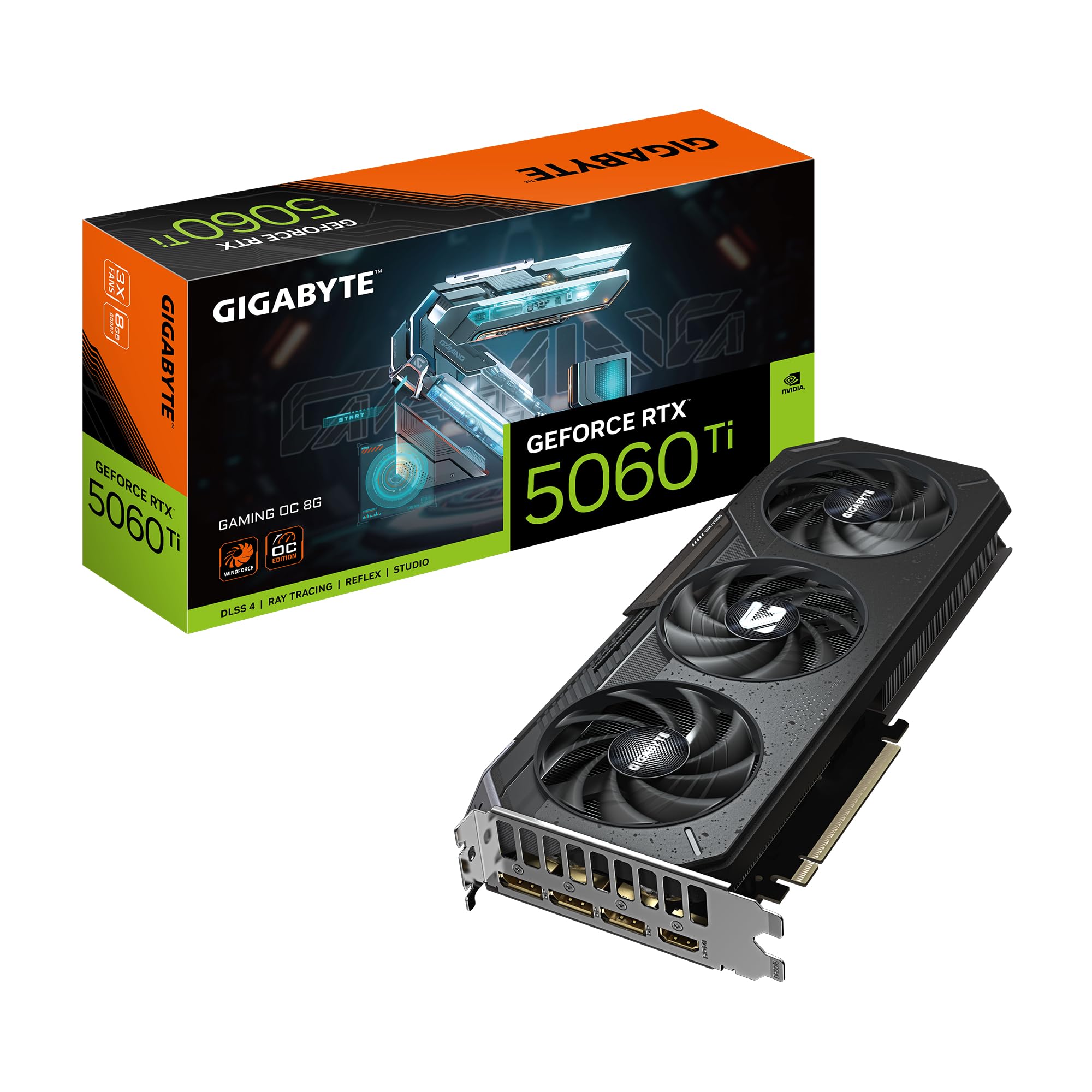 Gigabyte GeForce RTX 5060 Ti Gaming OC 8G Graphics Card - 8GB GDDR7, 128bit, PCI-E 5.0, 2647MHz Core Clock, 3 x DisplayPort, 1 x